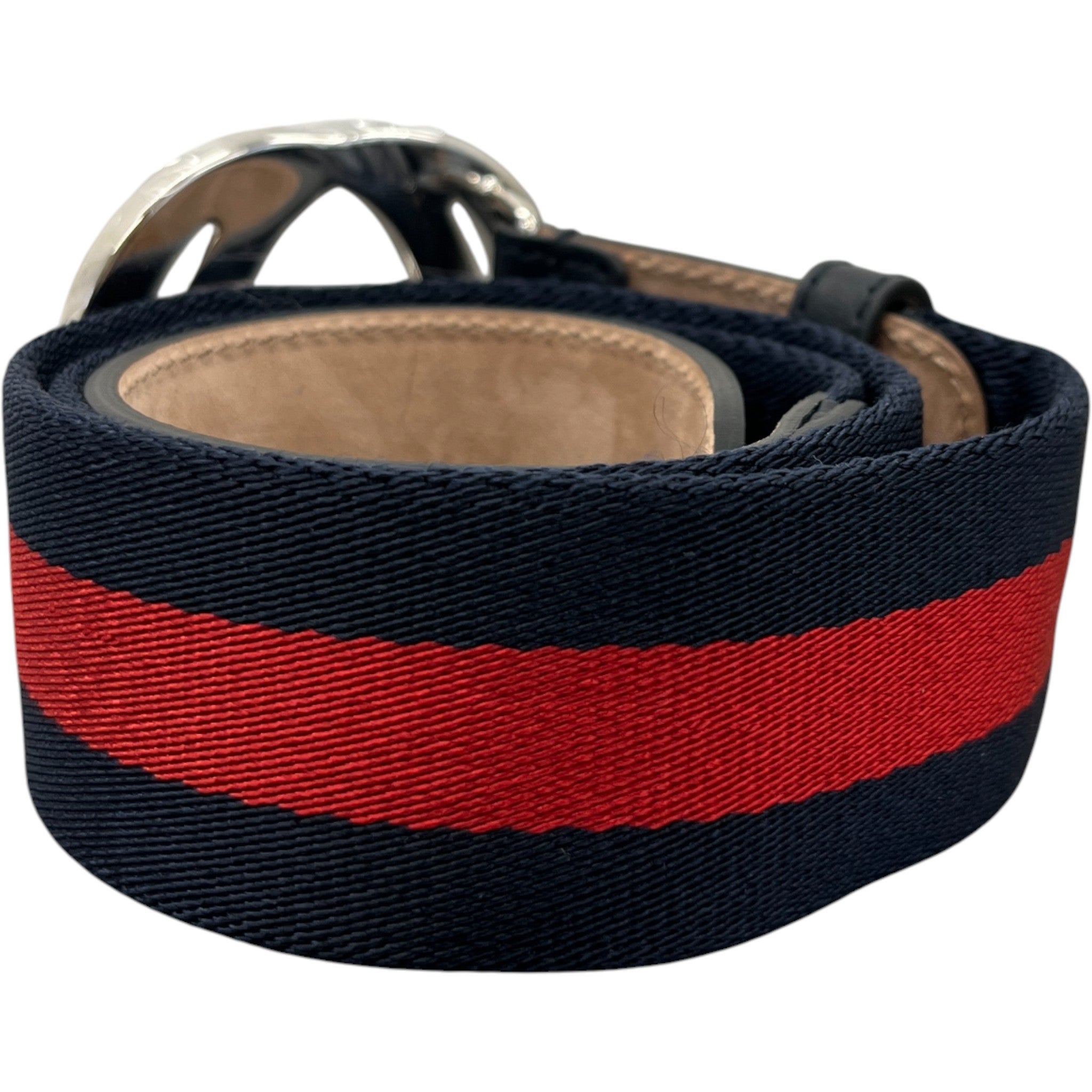 Women's Interlocking G Web Belt Navy Size 75CM / UK 6