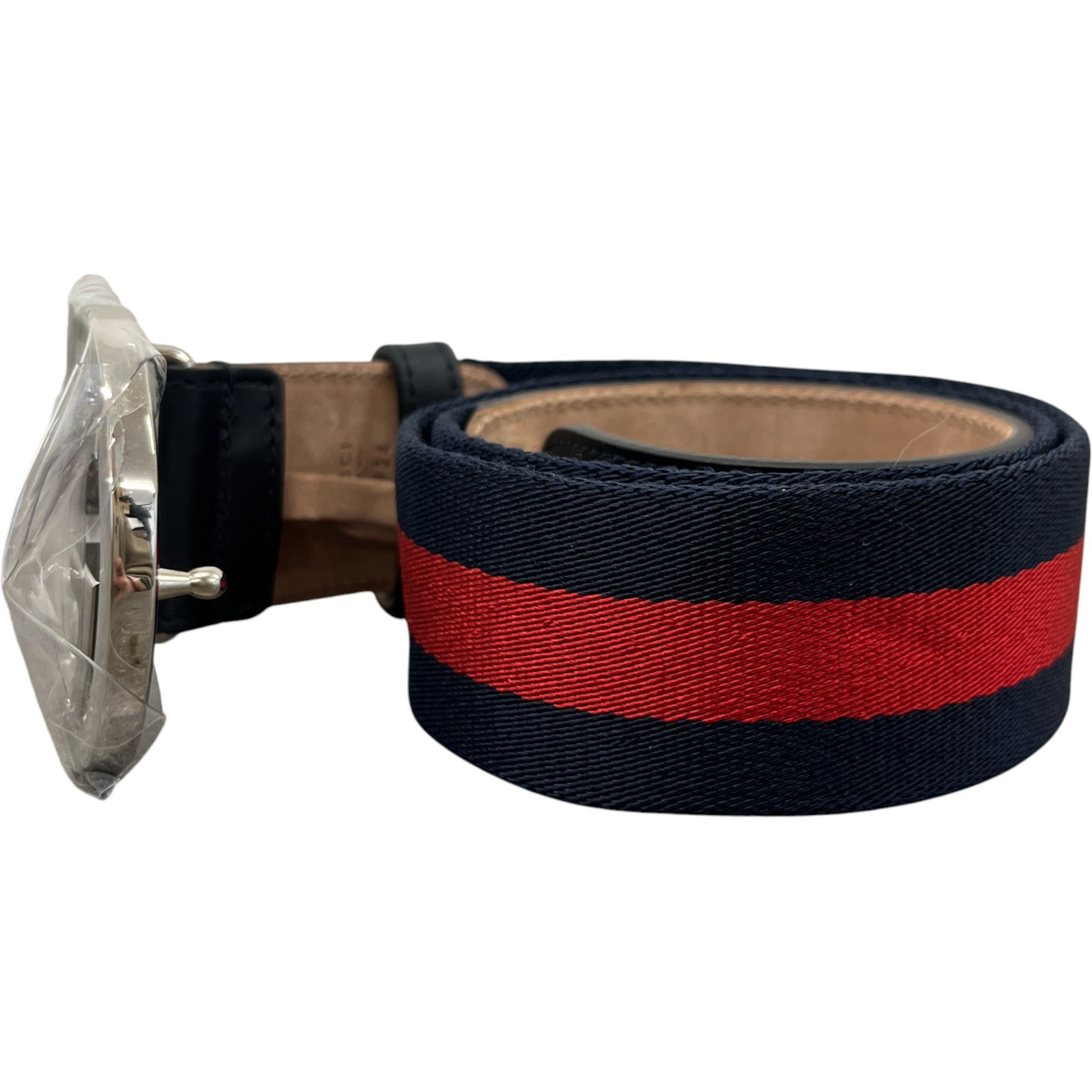 Women's Interlocking G Web Belt Navy Size 75CM / UK 6