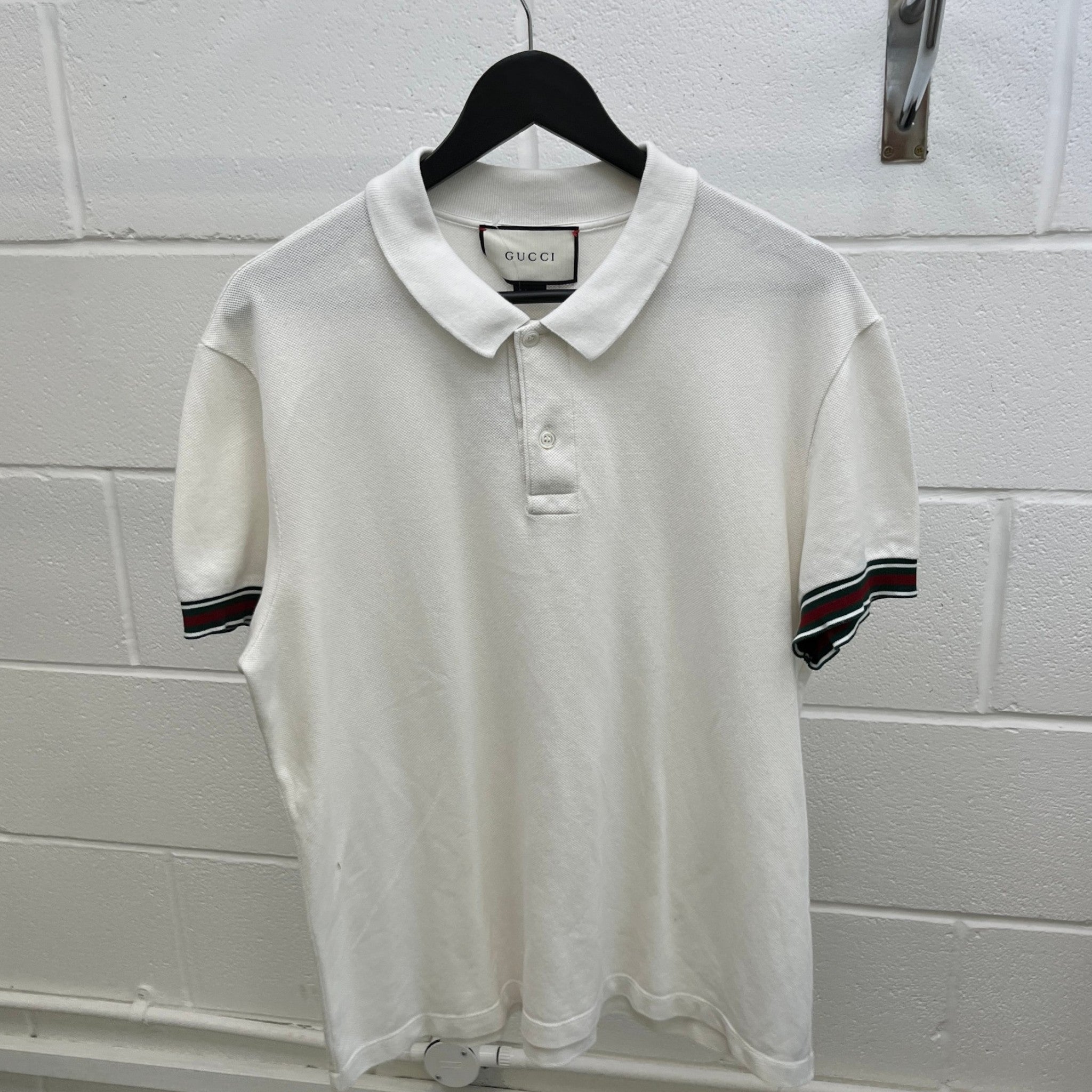 Men's Web Detail Polo Shirt White Size XXXL