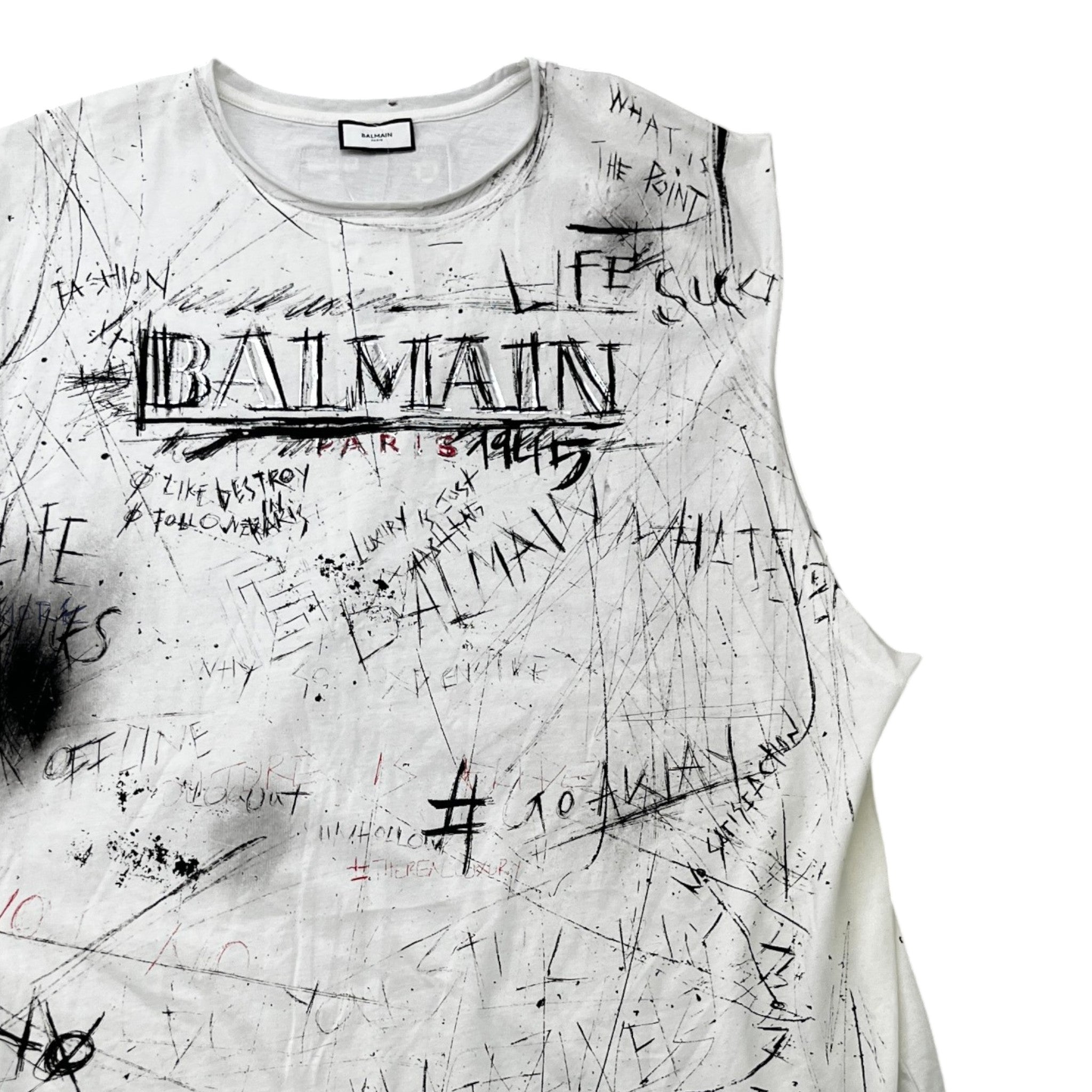 Men's Go Away Graffiti Vest White Size XL