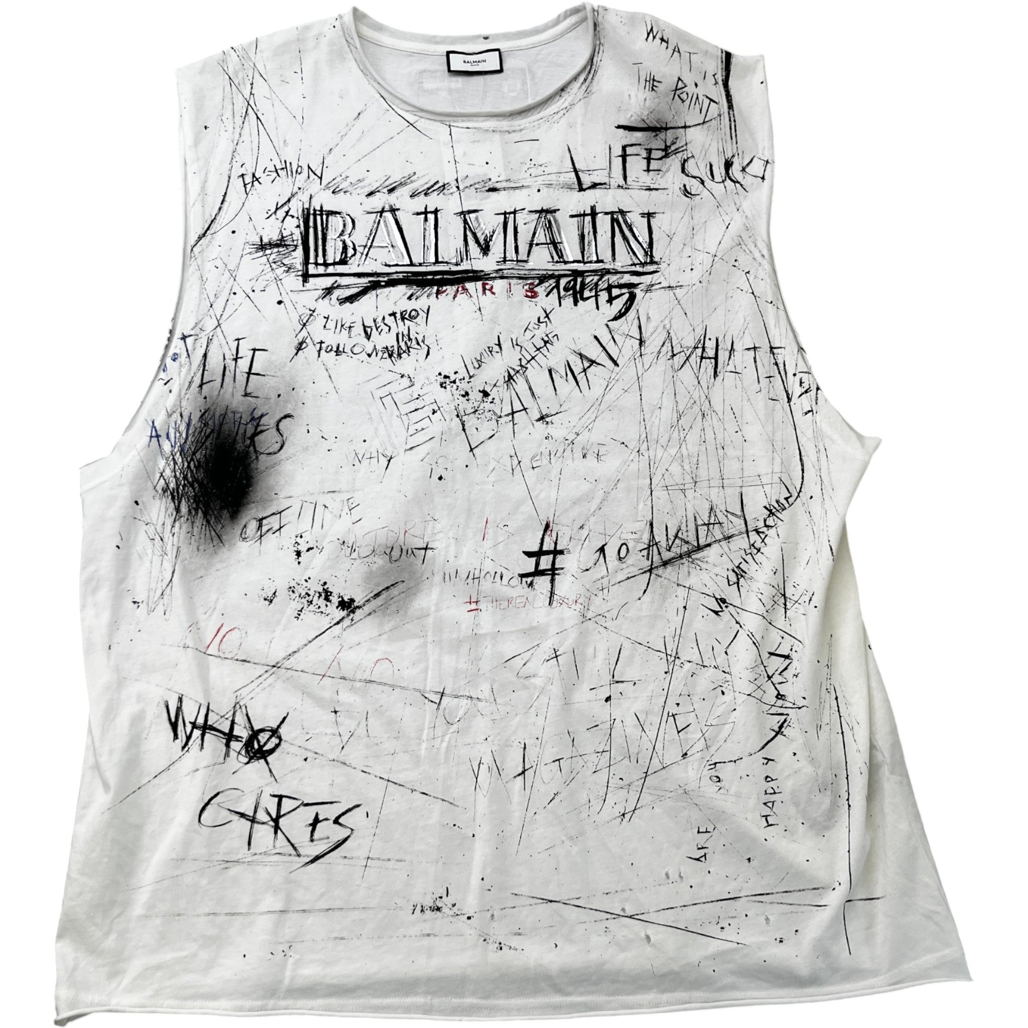 Men's Go Away Graffiti Vest White Size XL