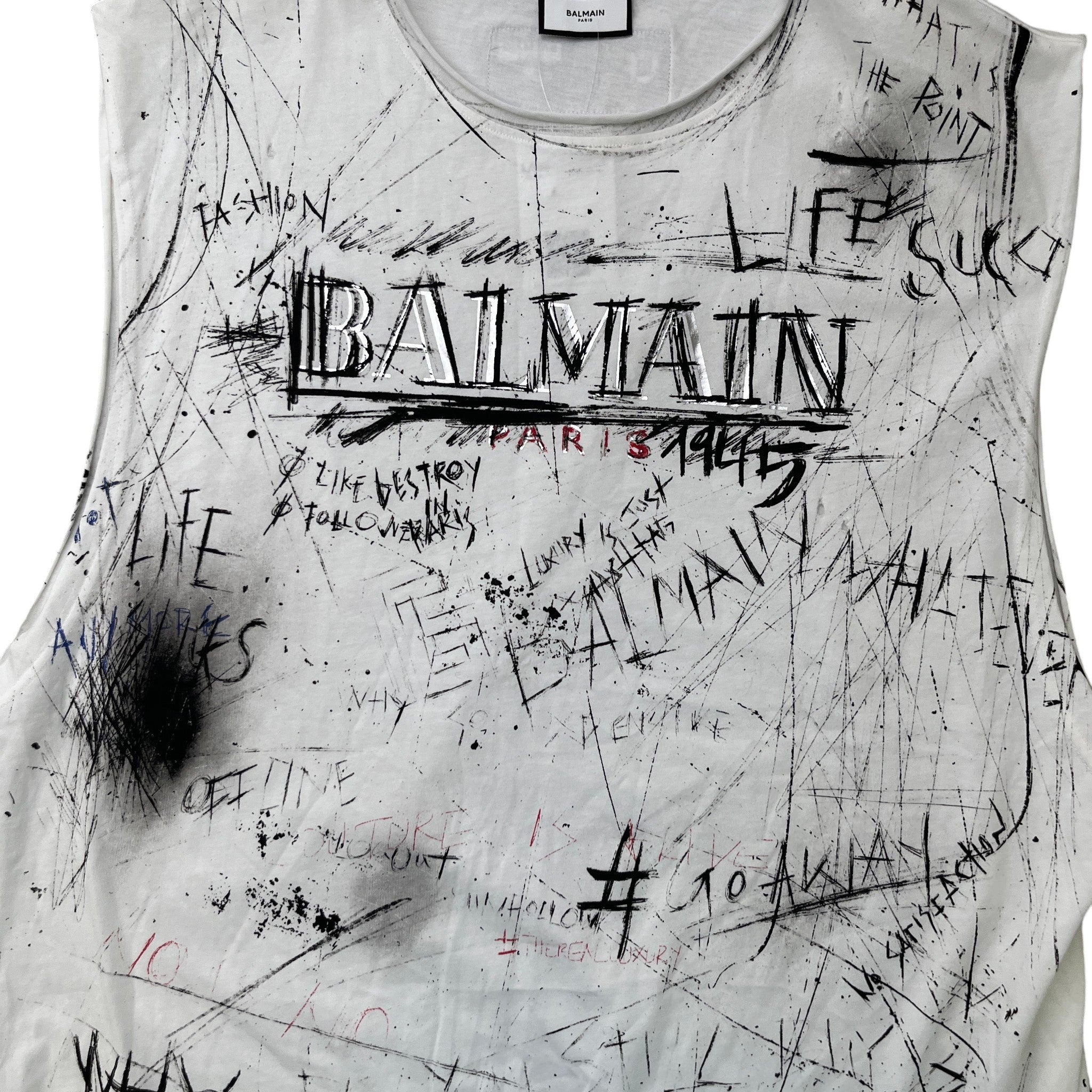 Men's Go Away Graffiti Vest White Size XL
