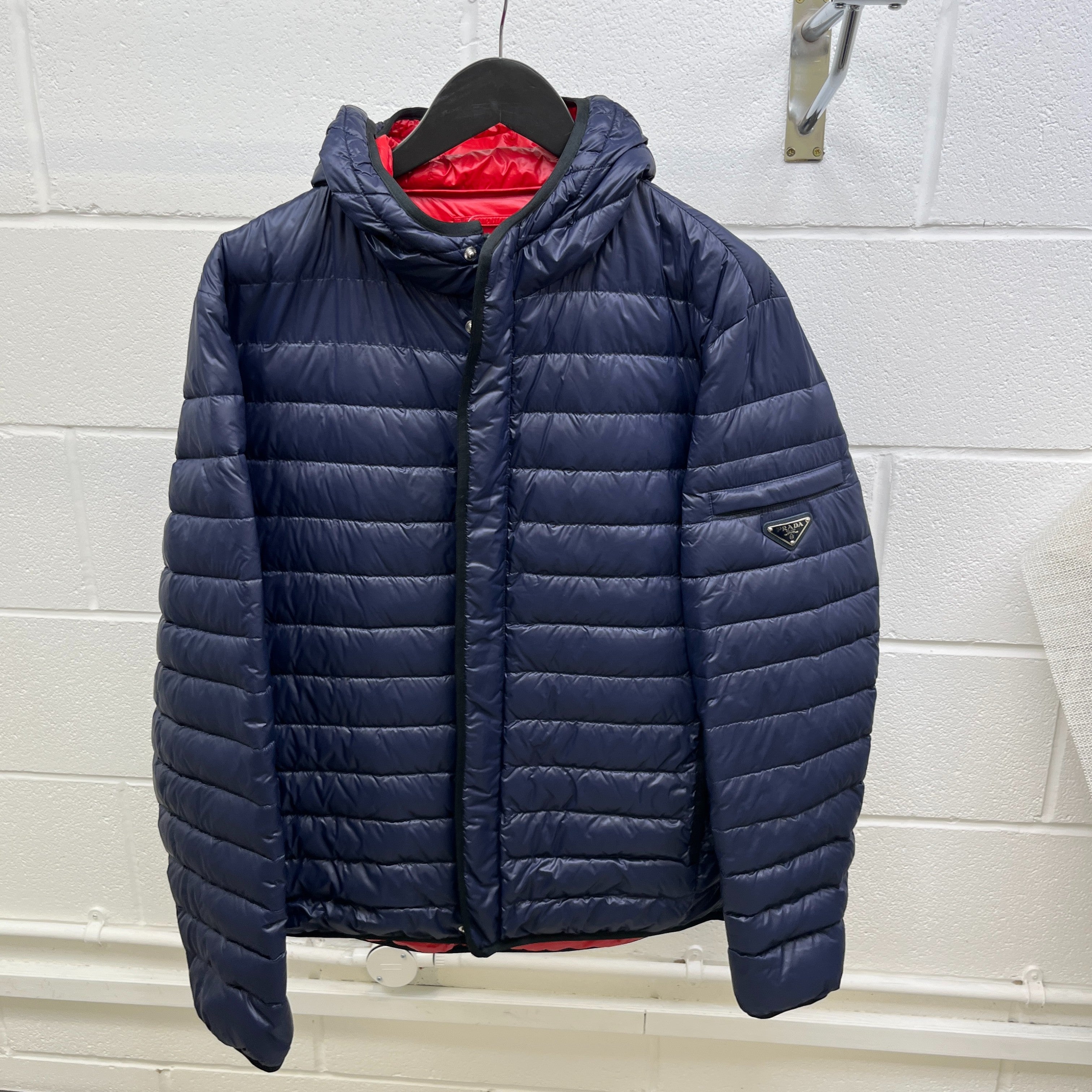 Men's Lightweight Nylon Plaque Down Jacket Navy Size IT 52 / XL