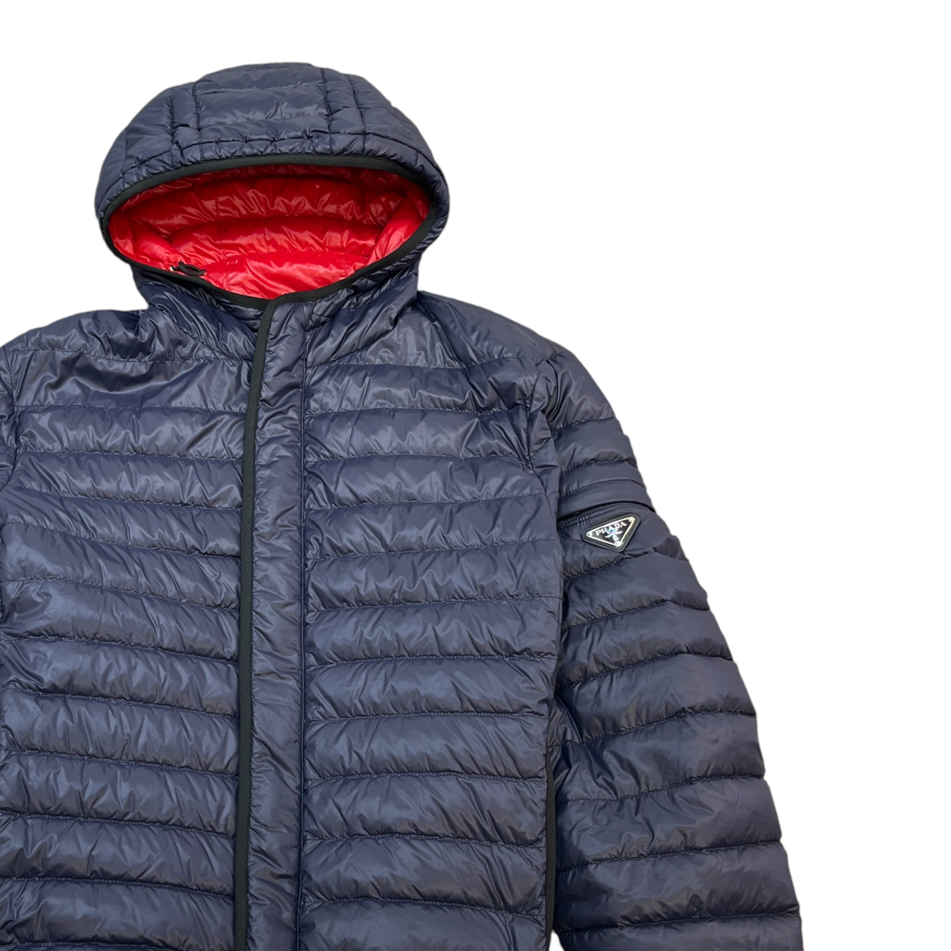 Men's Lightweight Nylon Plaque Down Jacket Navy Size IT 52 / XL