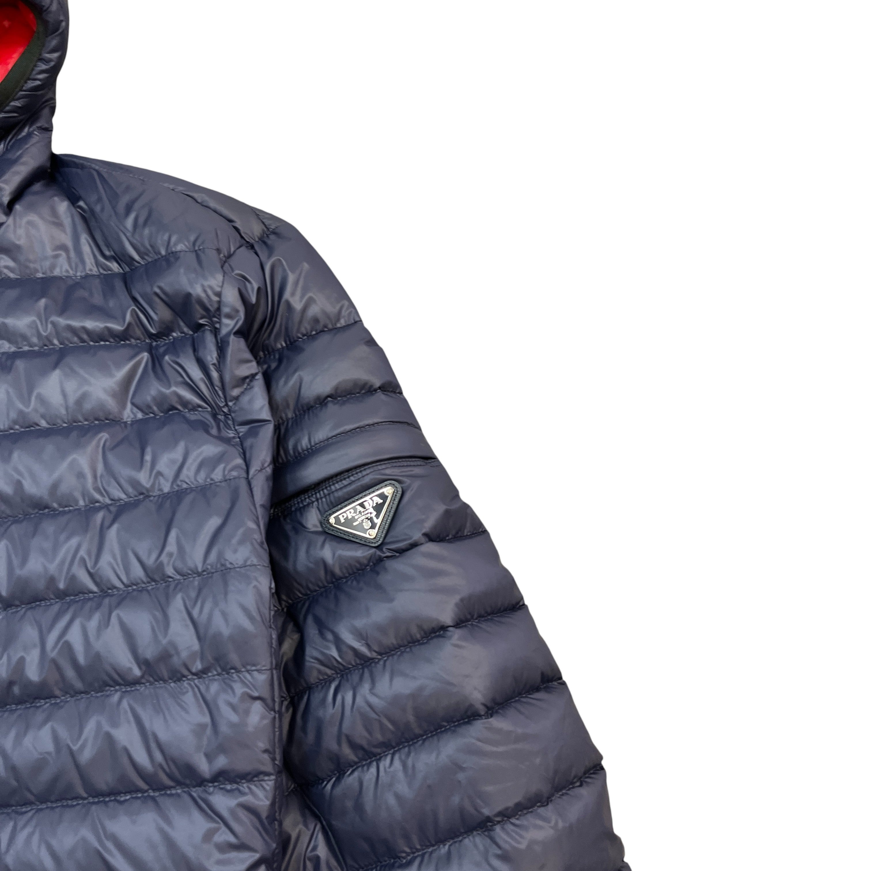 Men's Lightweight Nylon Plaque Down Jacket Navy Size IT 52 / XL