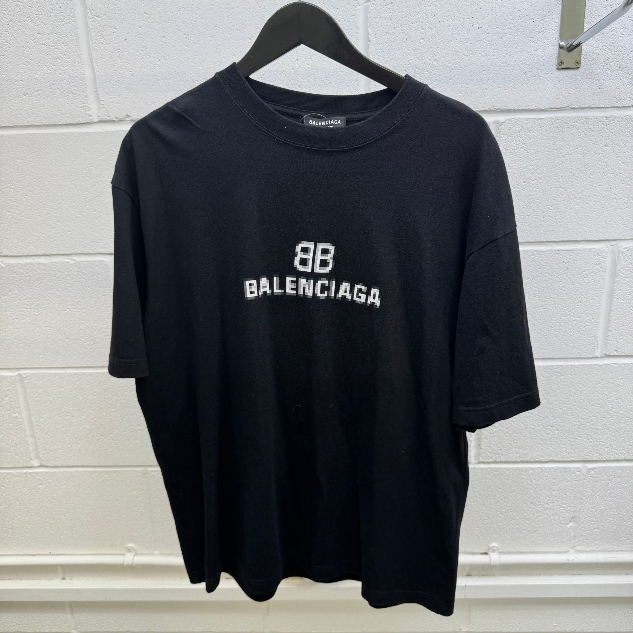 Pixel Logo Print T-Shirt Black Size M