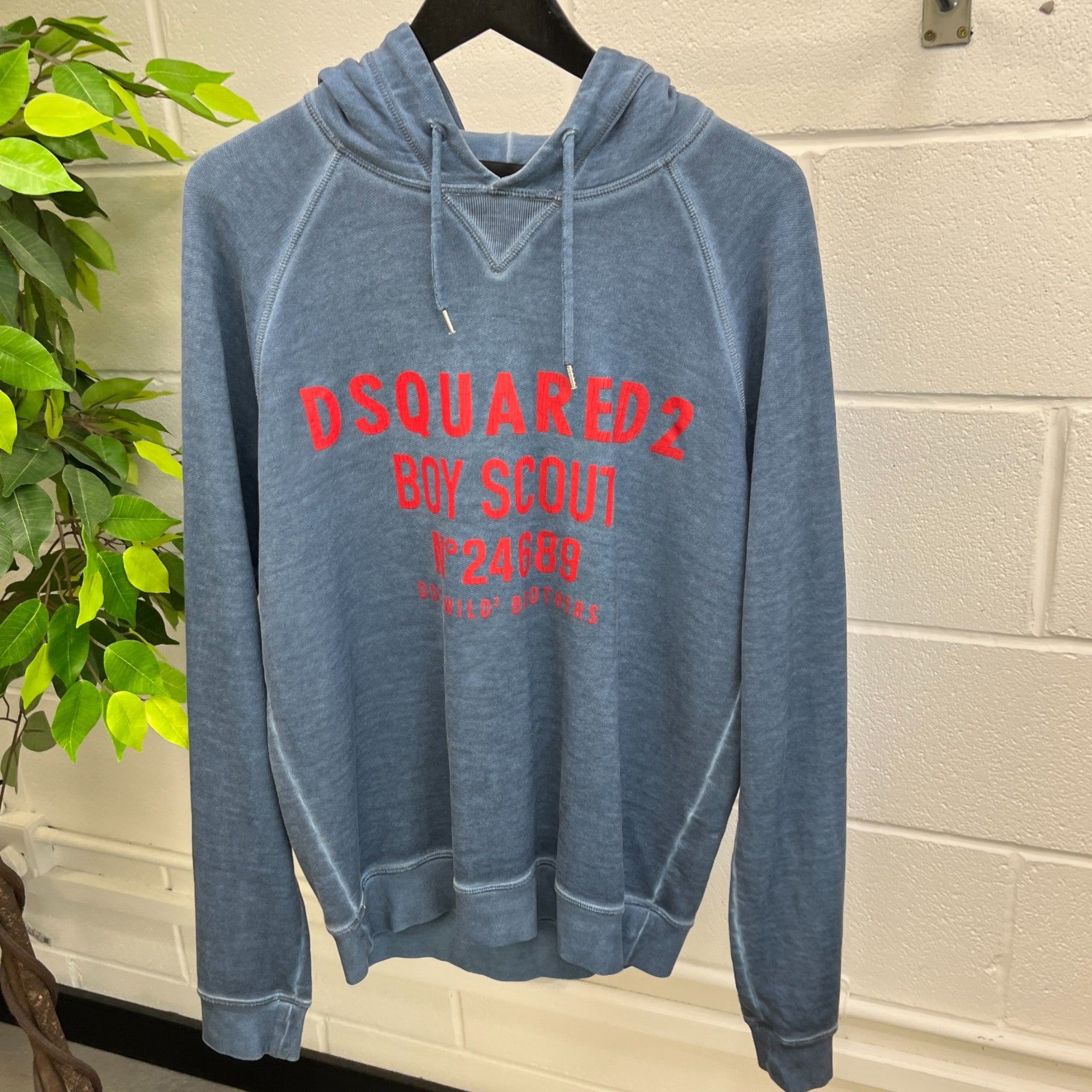 Men's Logo Print Hoodie Blue Size L