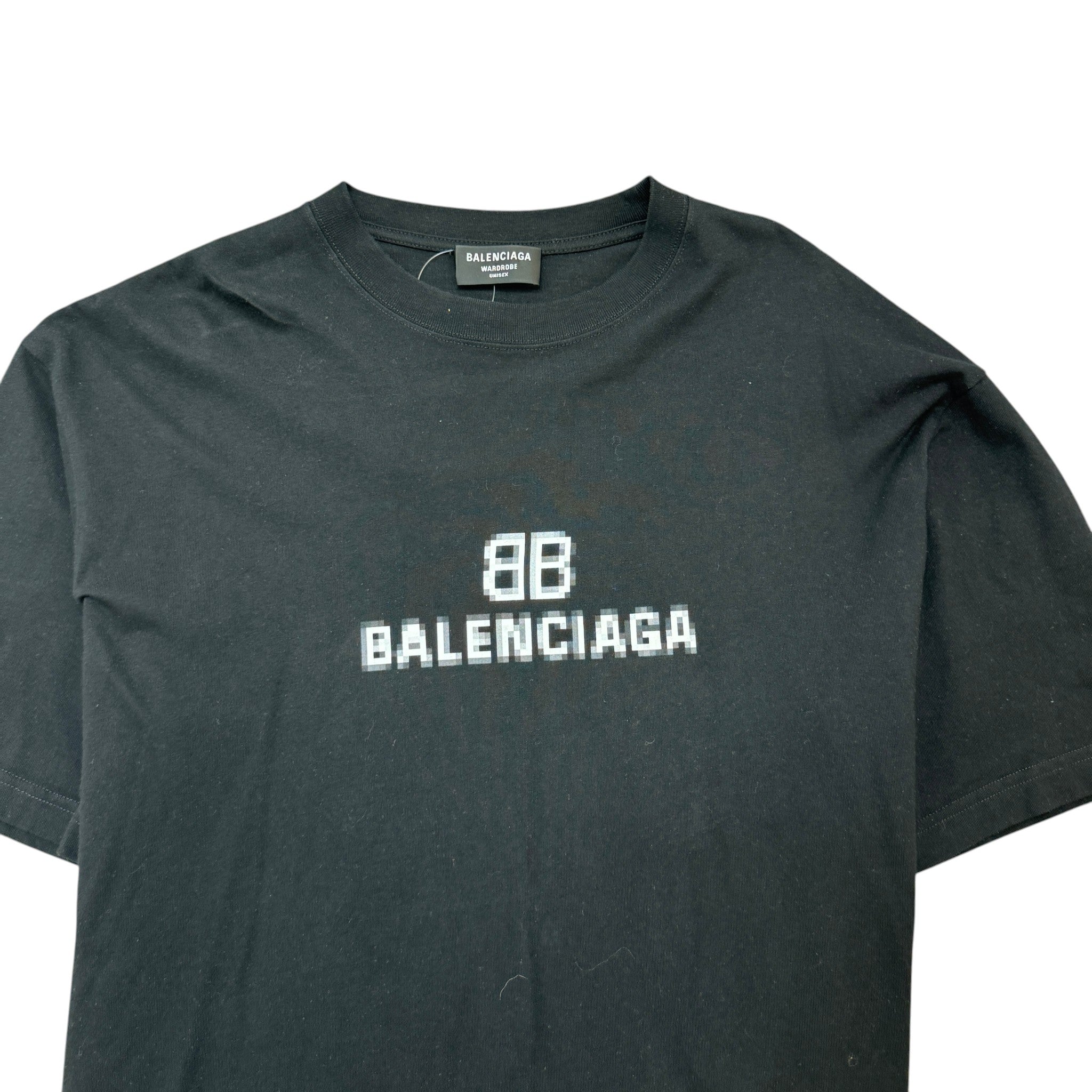Pixel Logo Print T-Shirt Black Size M