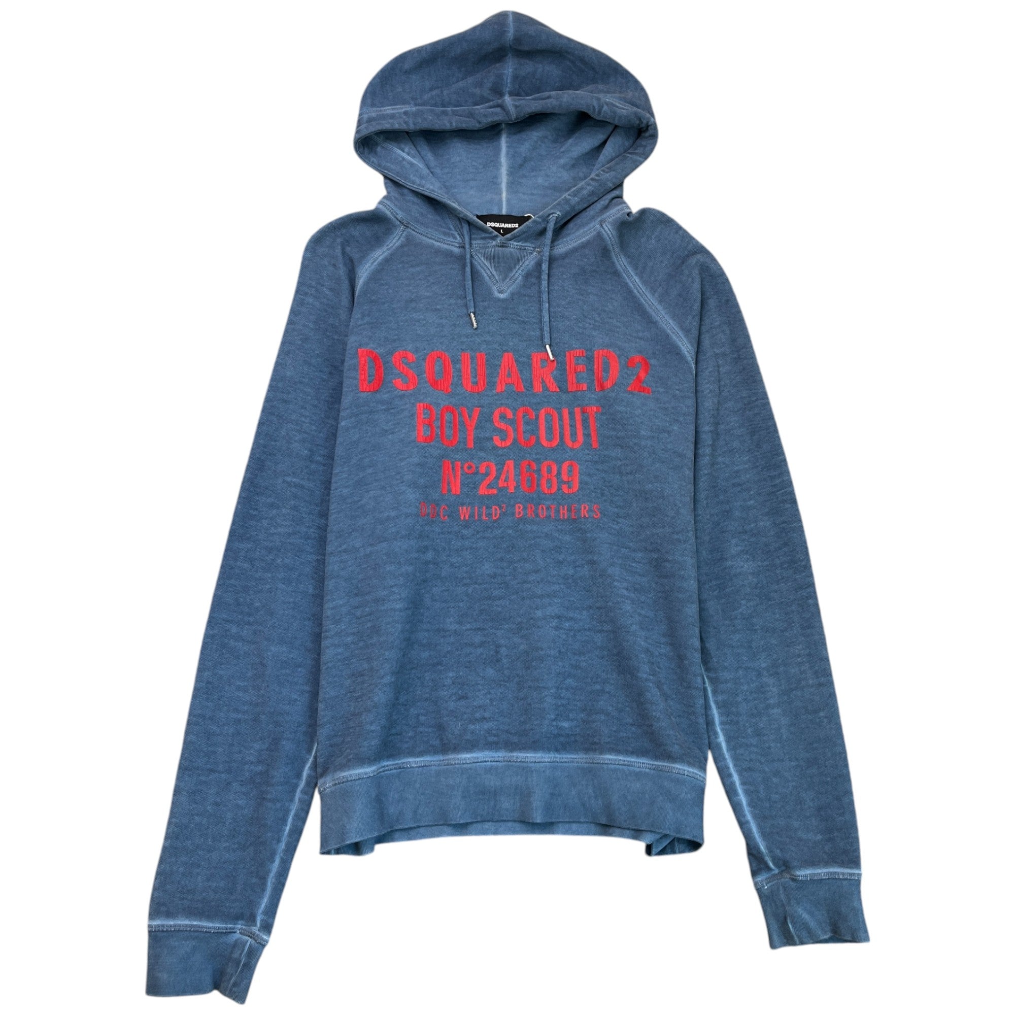 Men's Logo Print Hoodie Blue Size L