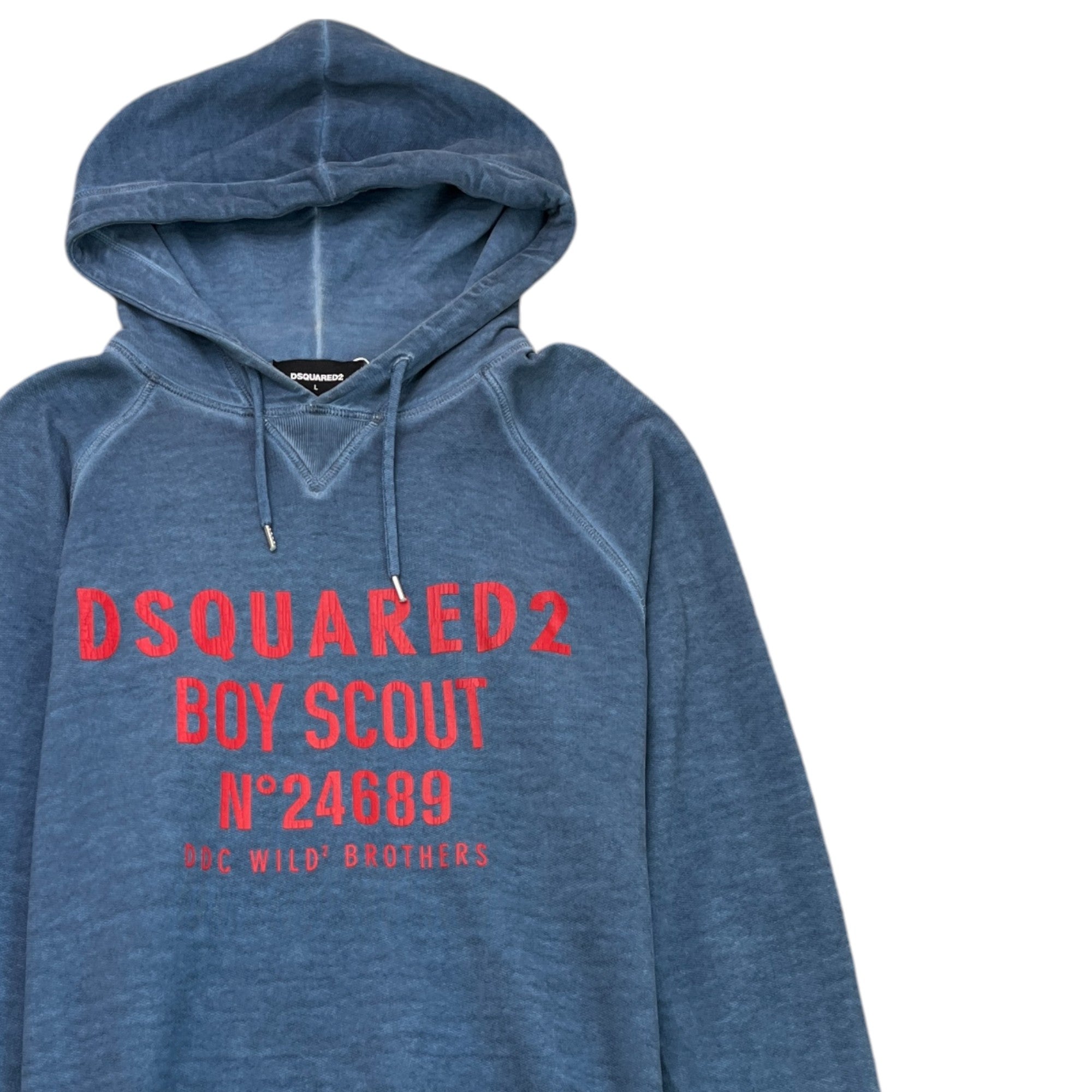 Men's Logo Print Hoodie Blue Size L