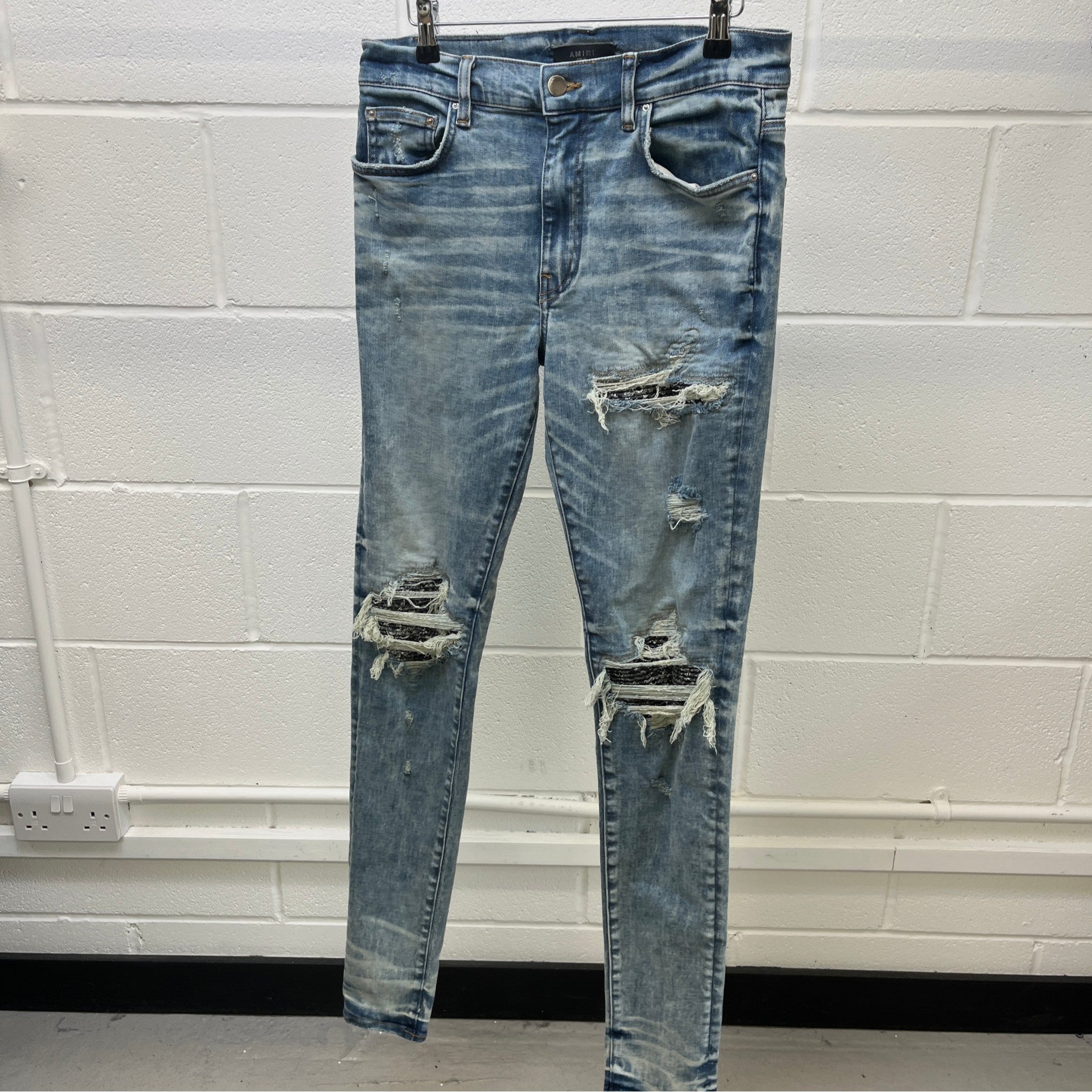 Men's Mx1 Distressed Bandana Jeans Blue Size IT 48 / UK 32