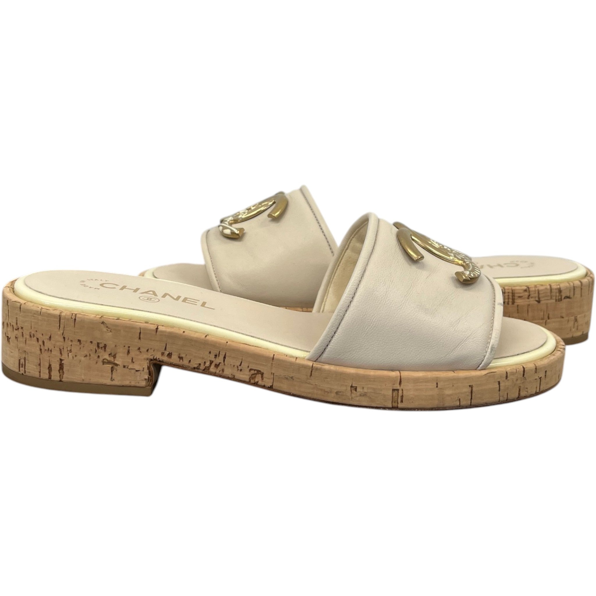 Women's Cc Logo Sandals Beige Size EU 41 / UK 8