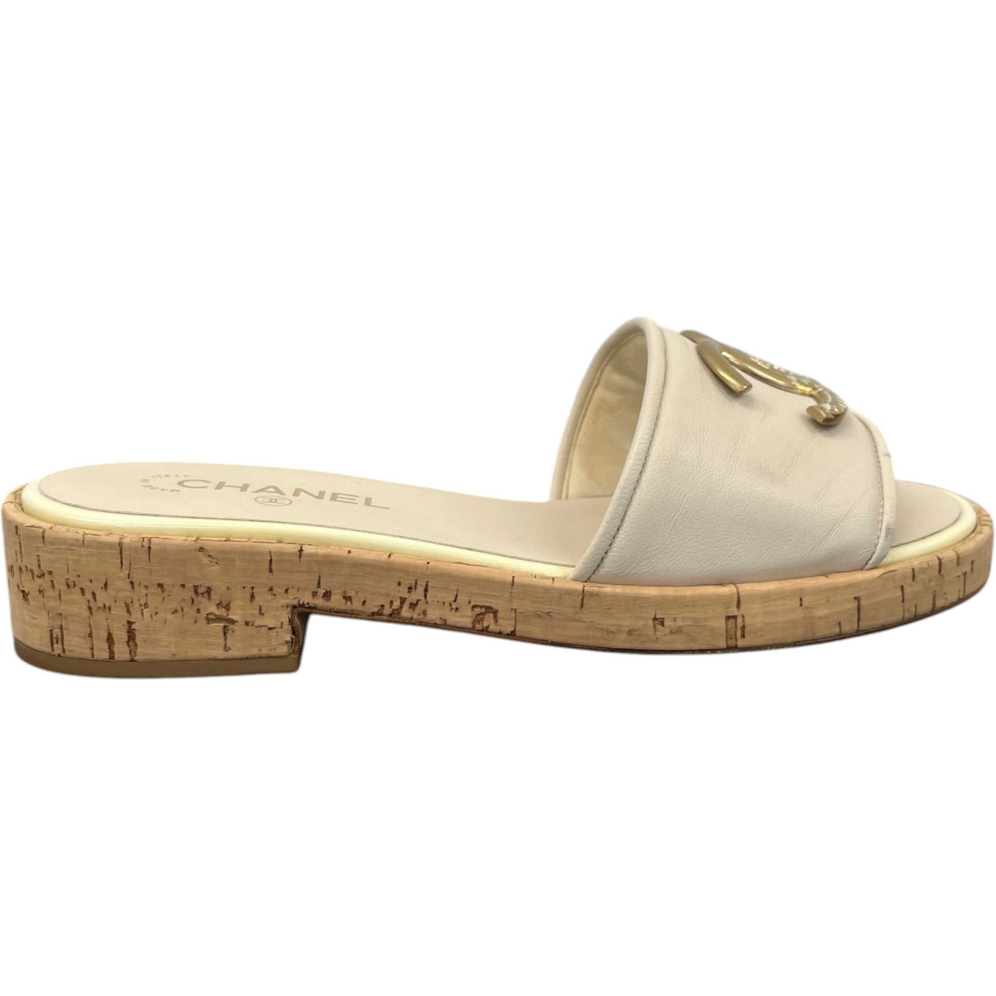 Women's Cc Logo Sandals Beige Size EU 41 / UK 8