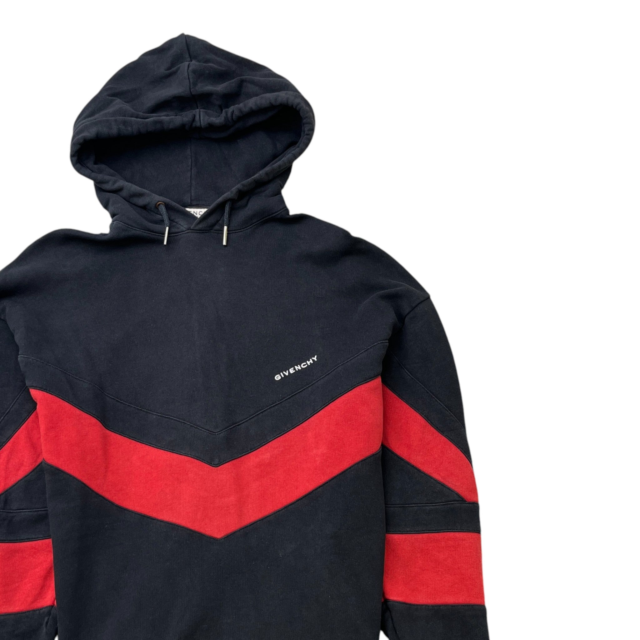 Men's Contrast Stripe Logo Hoodie Black Size XS