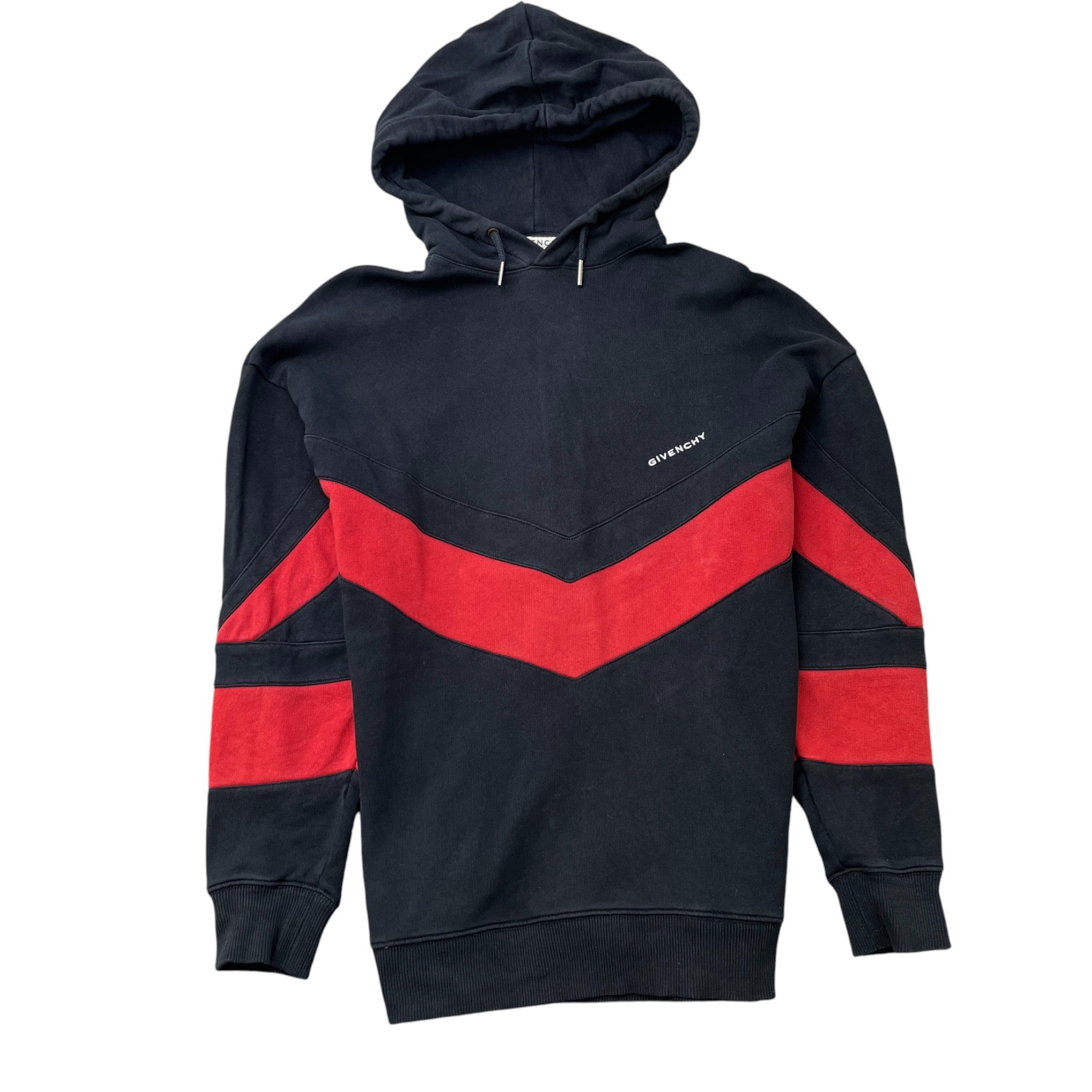 Men's Contrast Stripe Logo Hoodie Black Size XS