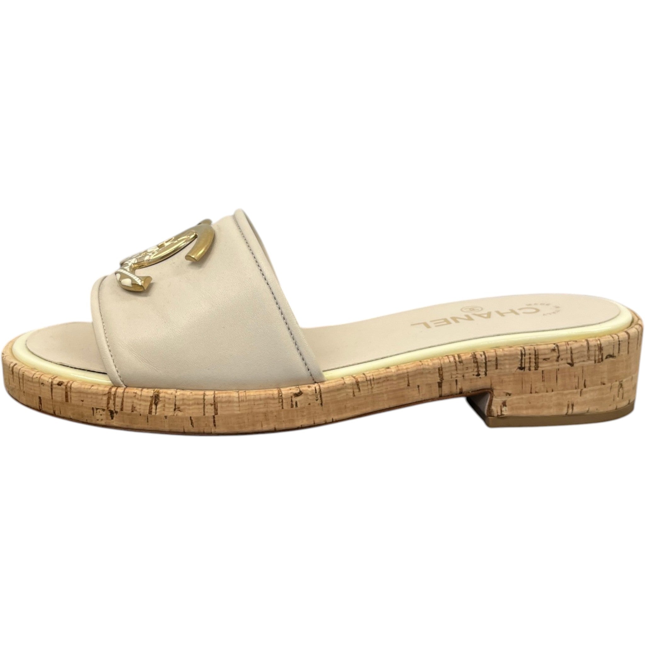 Women's Cc Logo Sandals Beige Size EU 41 / UK 8