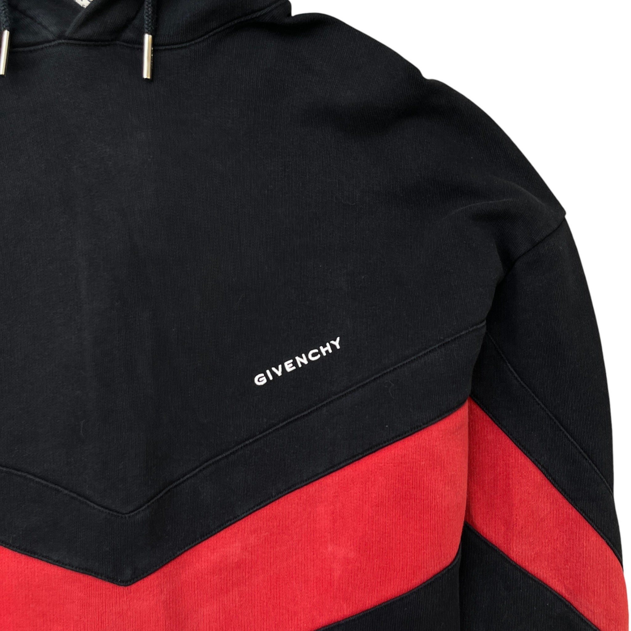 Men's Contrast Stripe Logo Hoodie Black Size XS