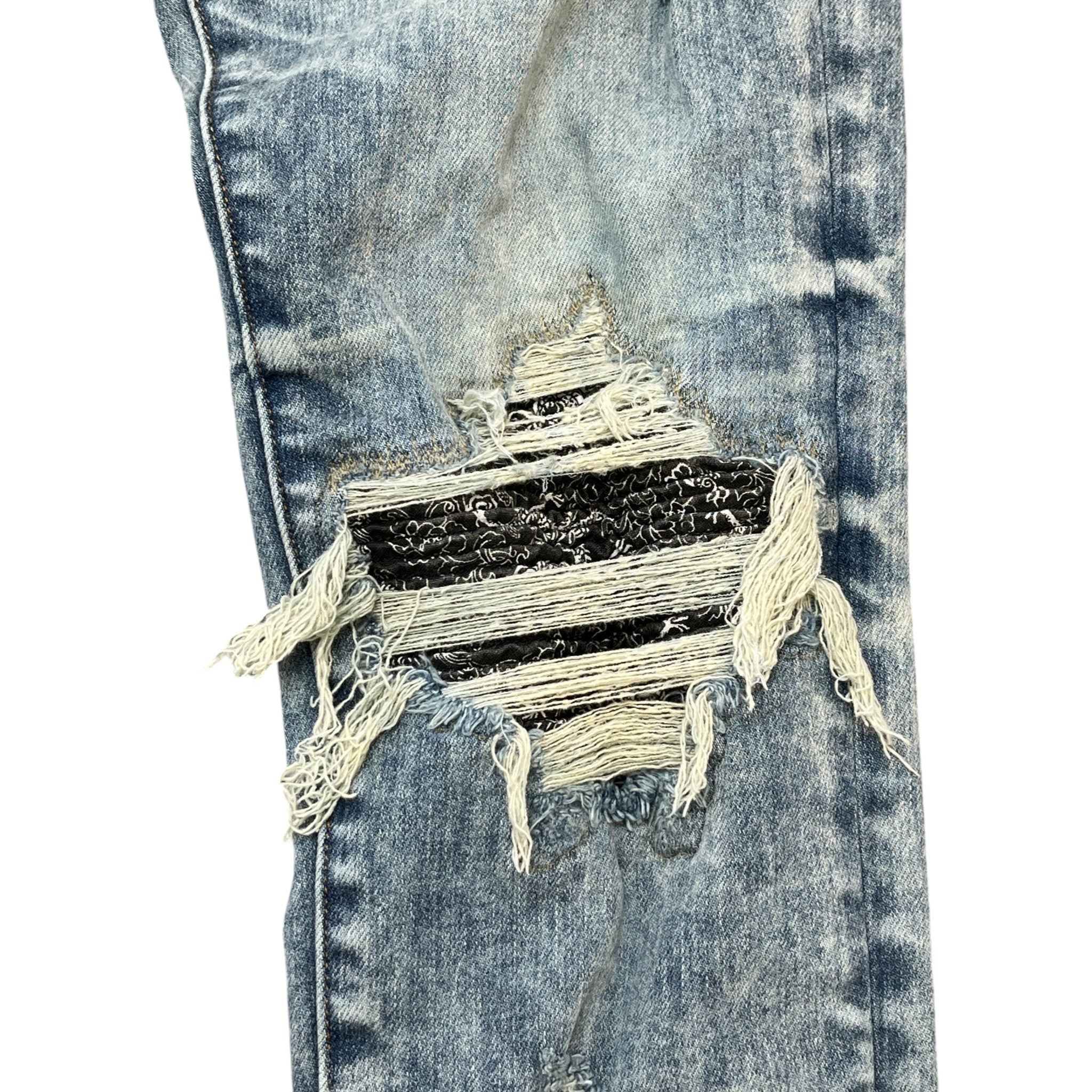 Men's Mx1 Distressed Bandana Jeans Blue Size IT 48 / UK 32