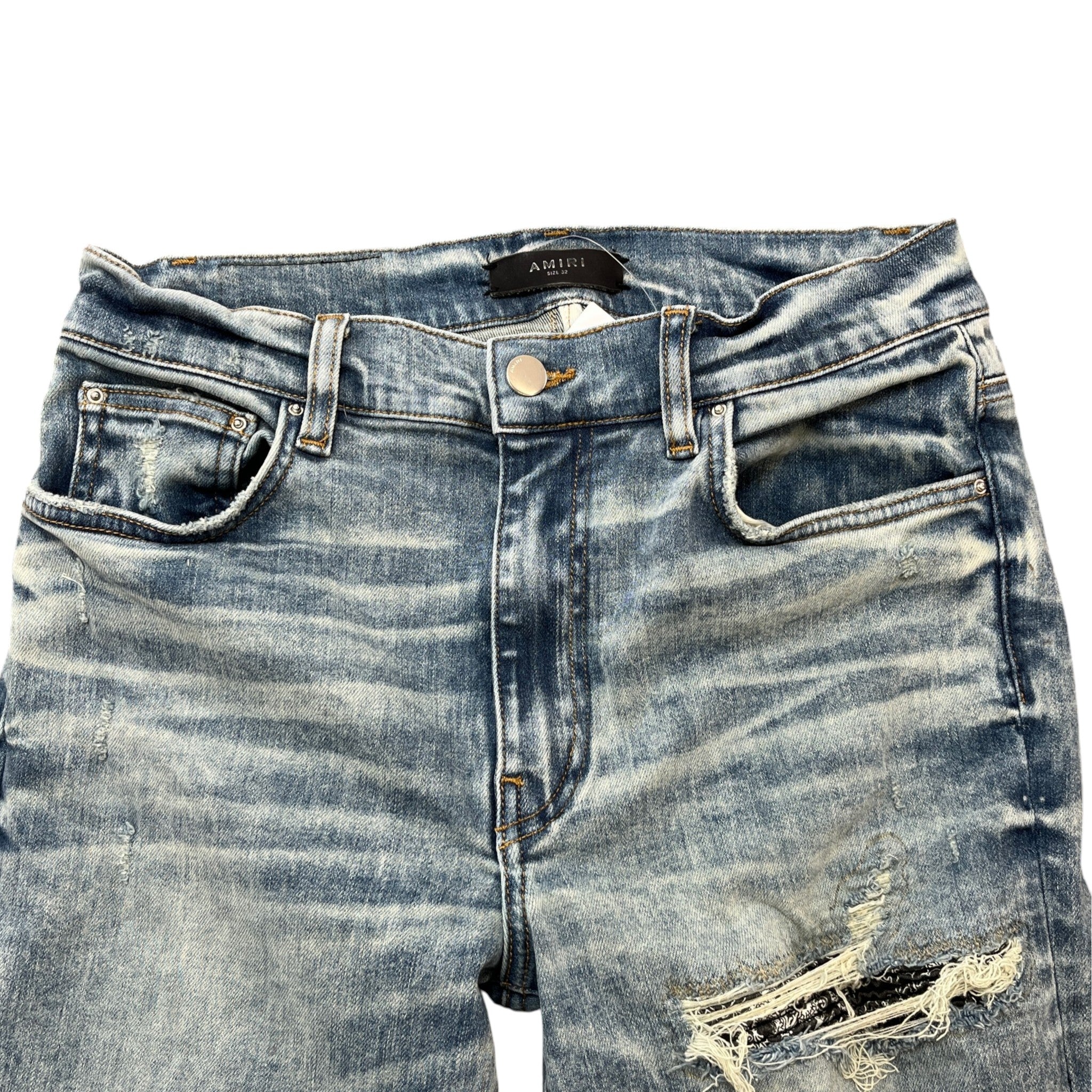 Men's Mx1 Distressed Bandana Jeans Blue Size IT 48 / UK 32