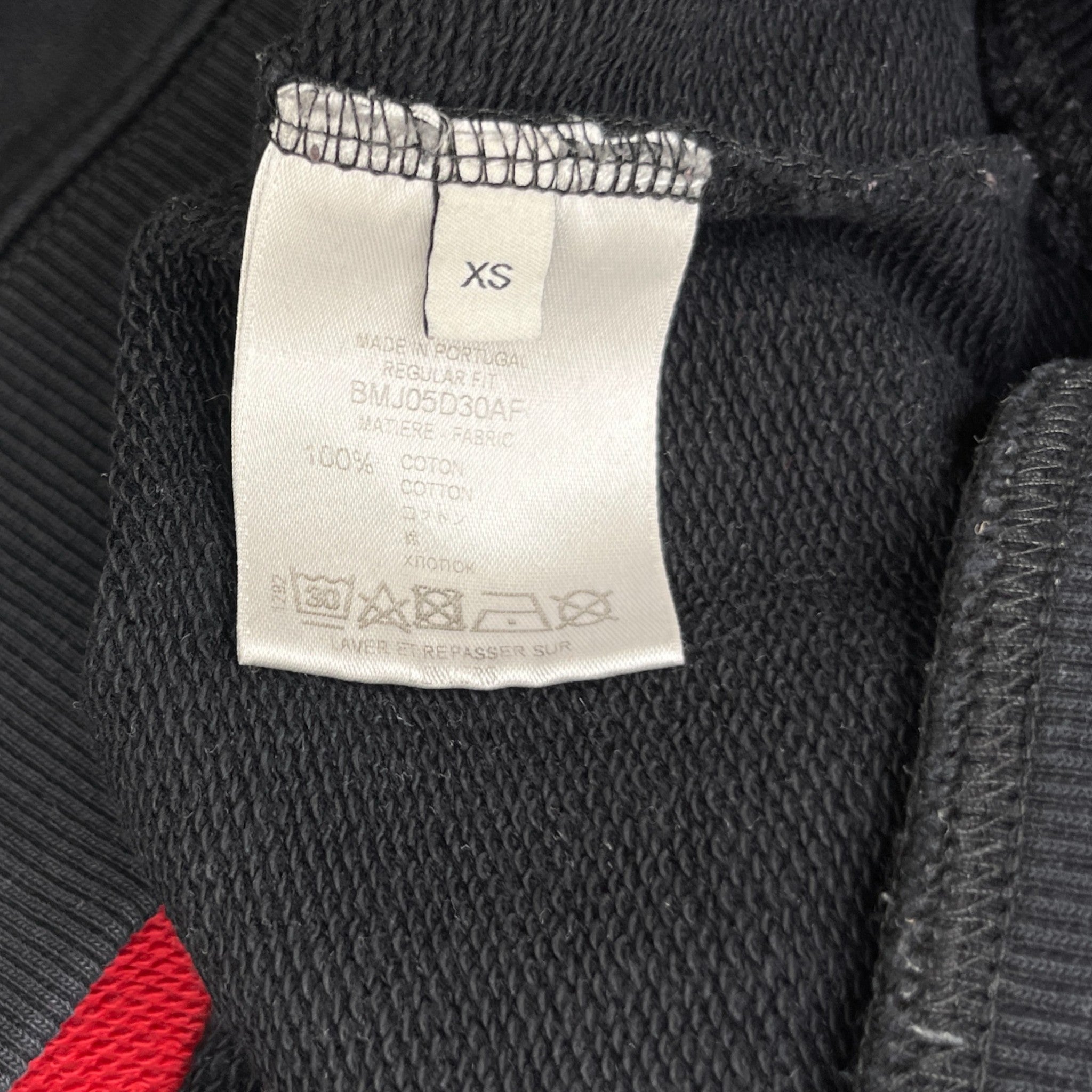 Men's Contrast Stripe Logo Hoodie Black Size XS