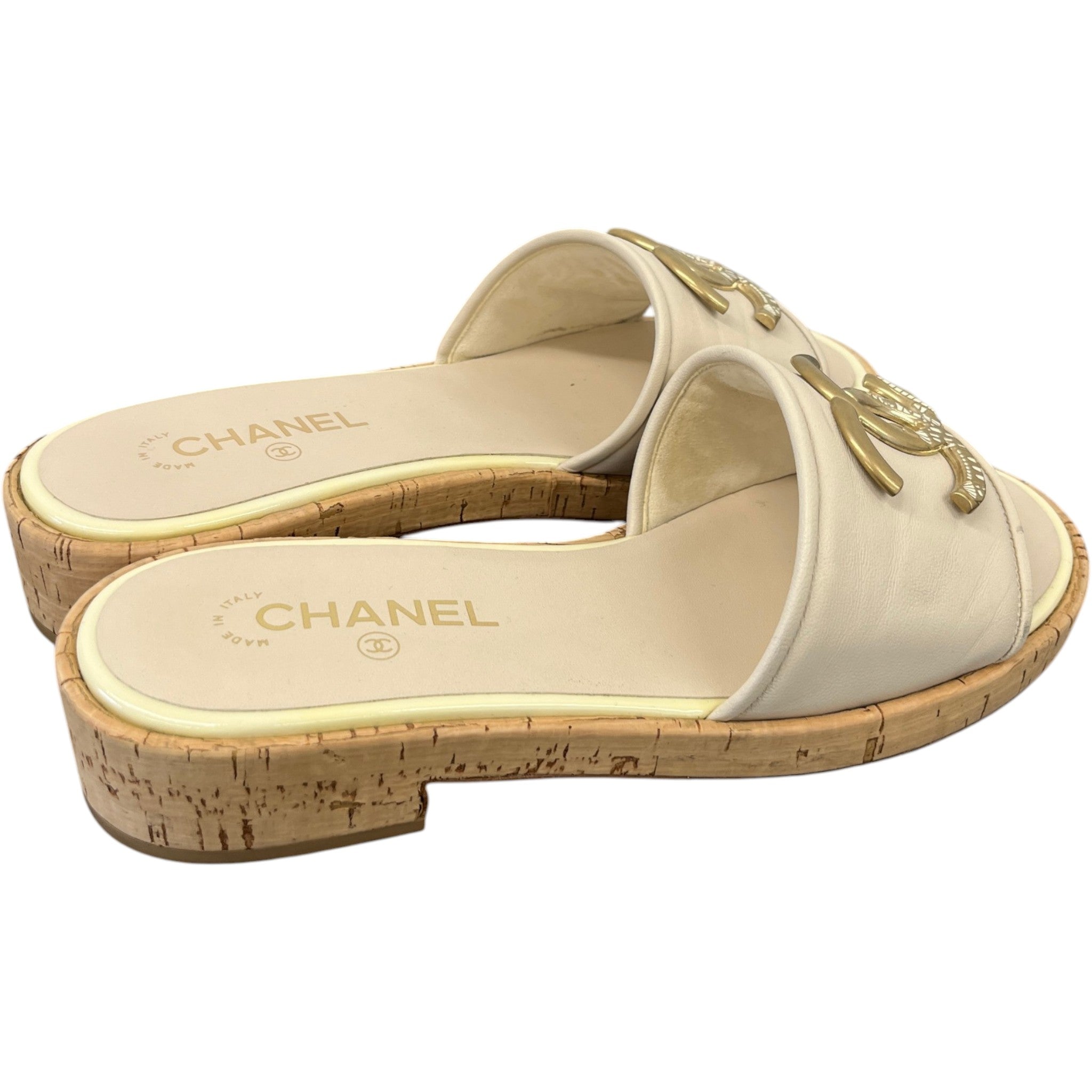 Women's Cc Logo Sandals Beige Size EU 41 / UK 8