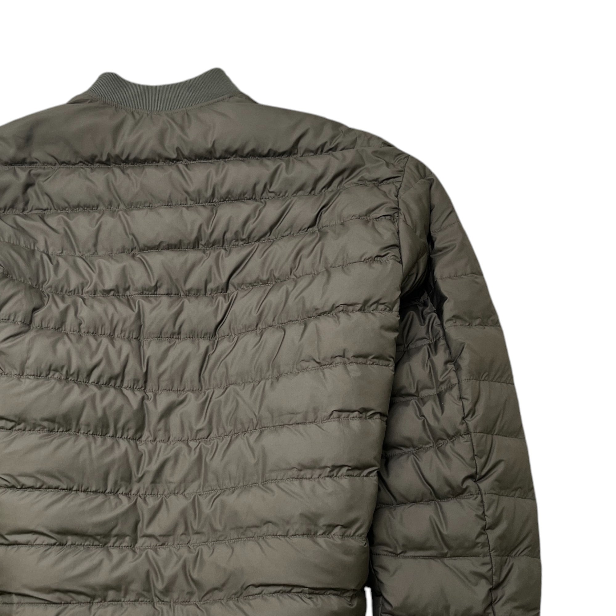 Men's Technical Fabric Plaque Logo Down Jacket Khaki Size S