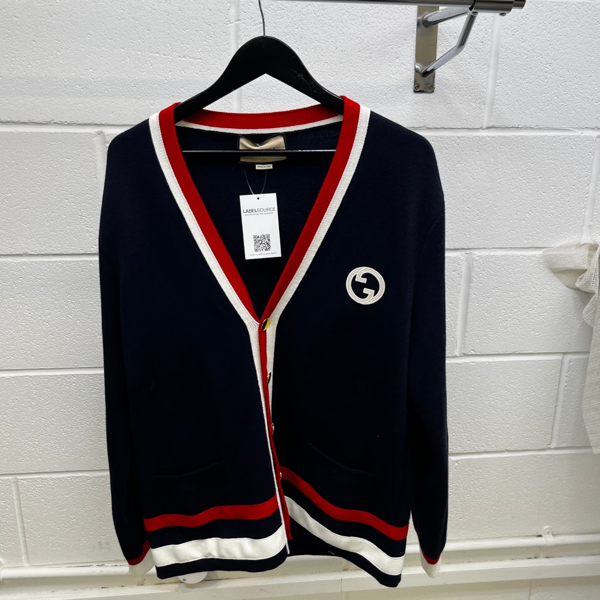 Men's Interlocking G Cardigan Navy Size L
