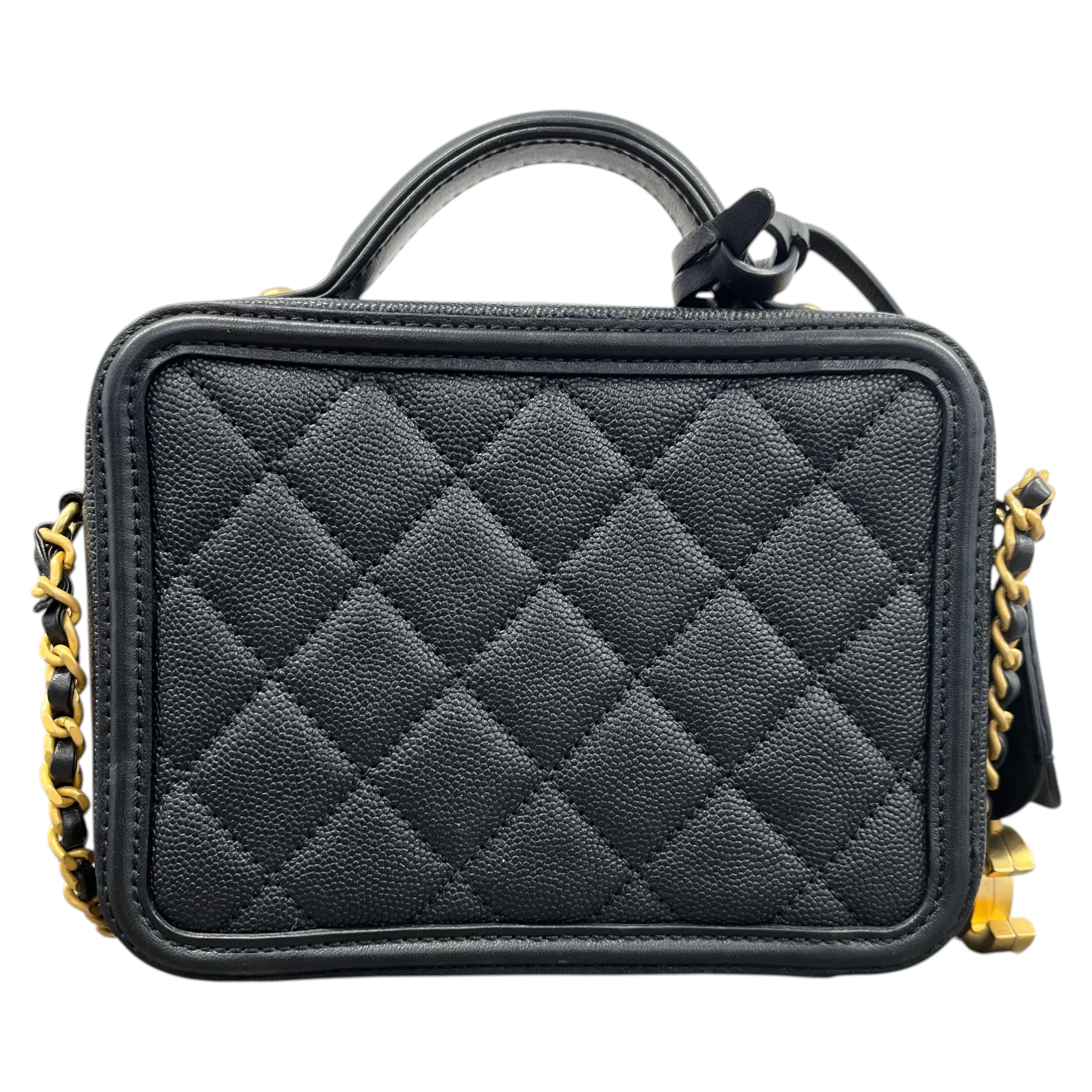 Women's Cc Filigree Vanity Case Caviar Bag Black