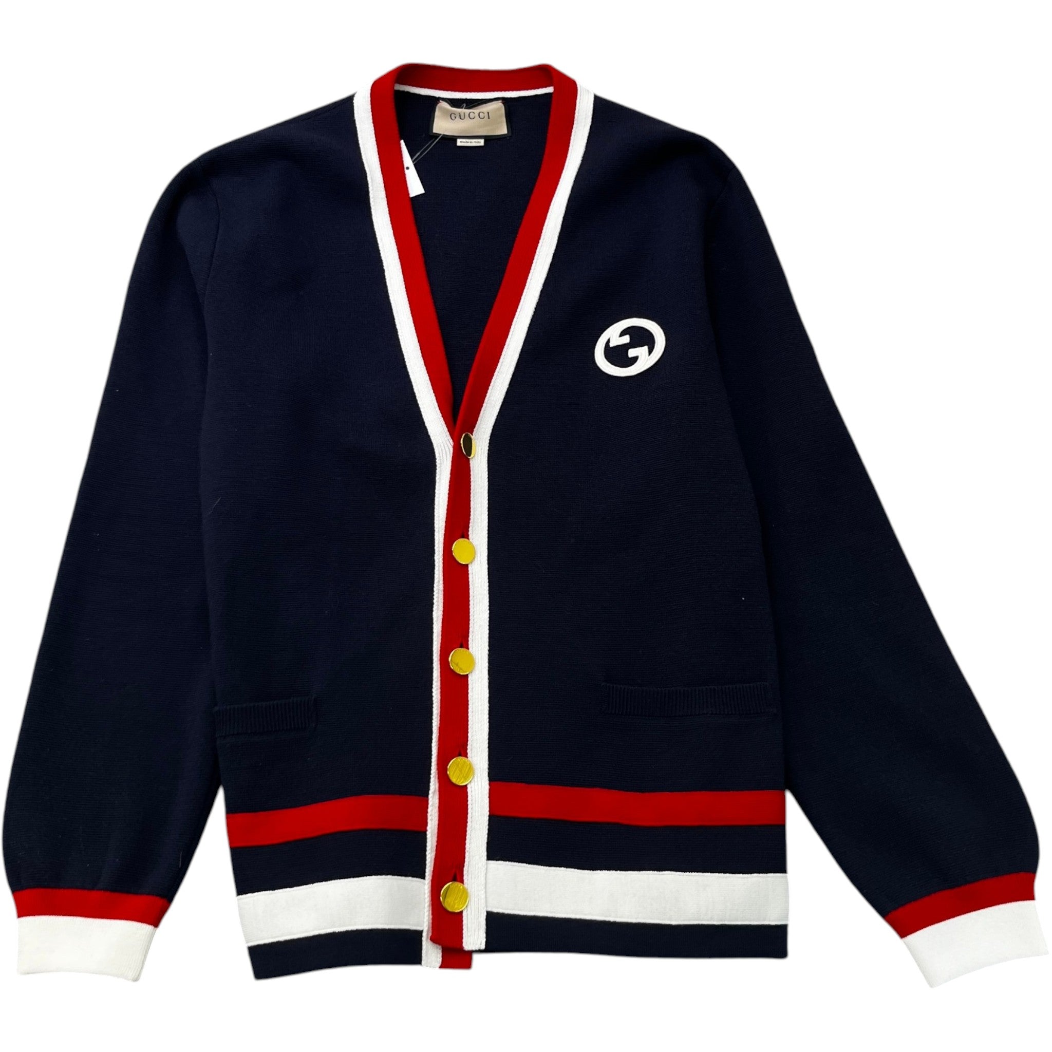 Men's Interlocking G Cardigan Navy Size L