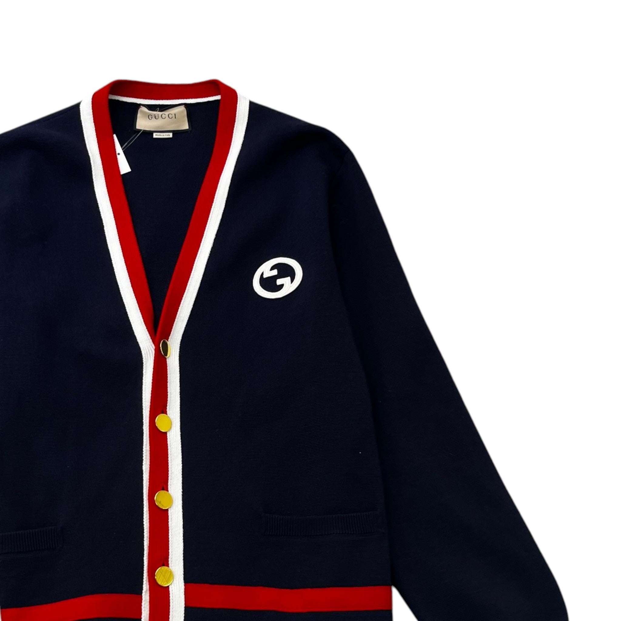 Men's Interlocking G Cardigan Navy Size L