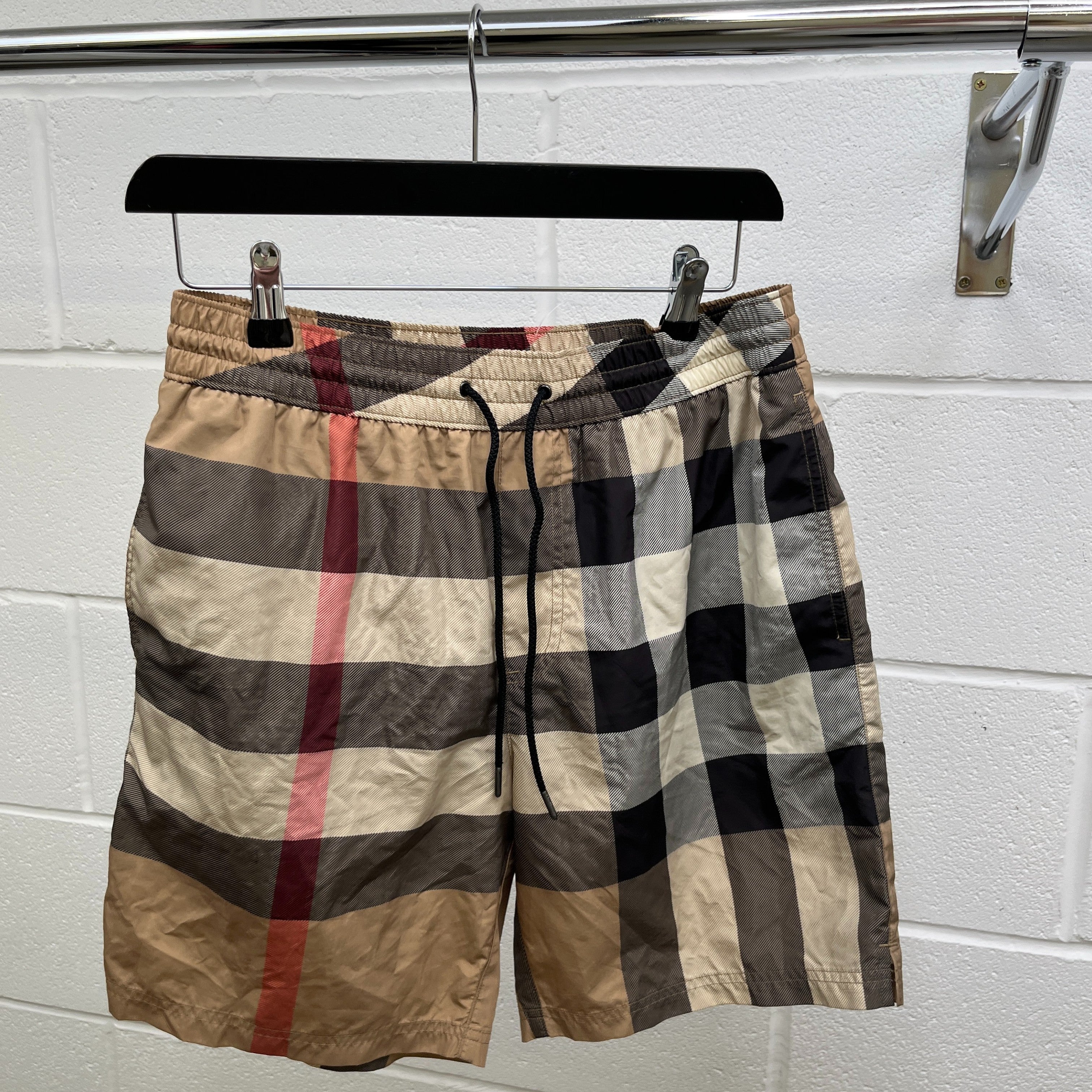 Men's Archive Check Swim Shorts Beige Size S