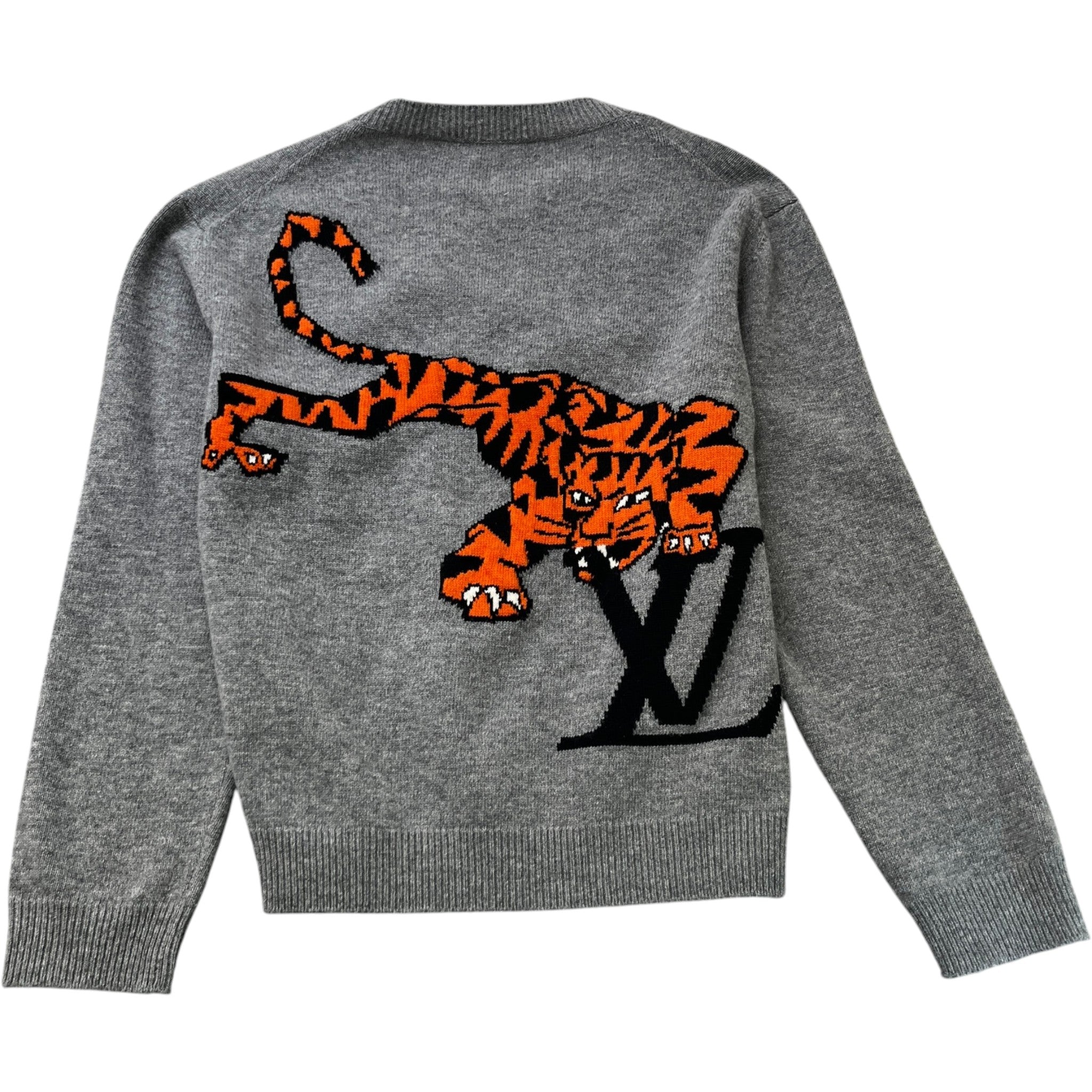 Men's Tiger Intarsia Jumper Grey Size L