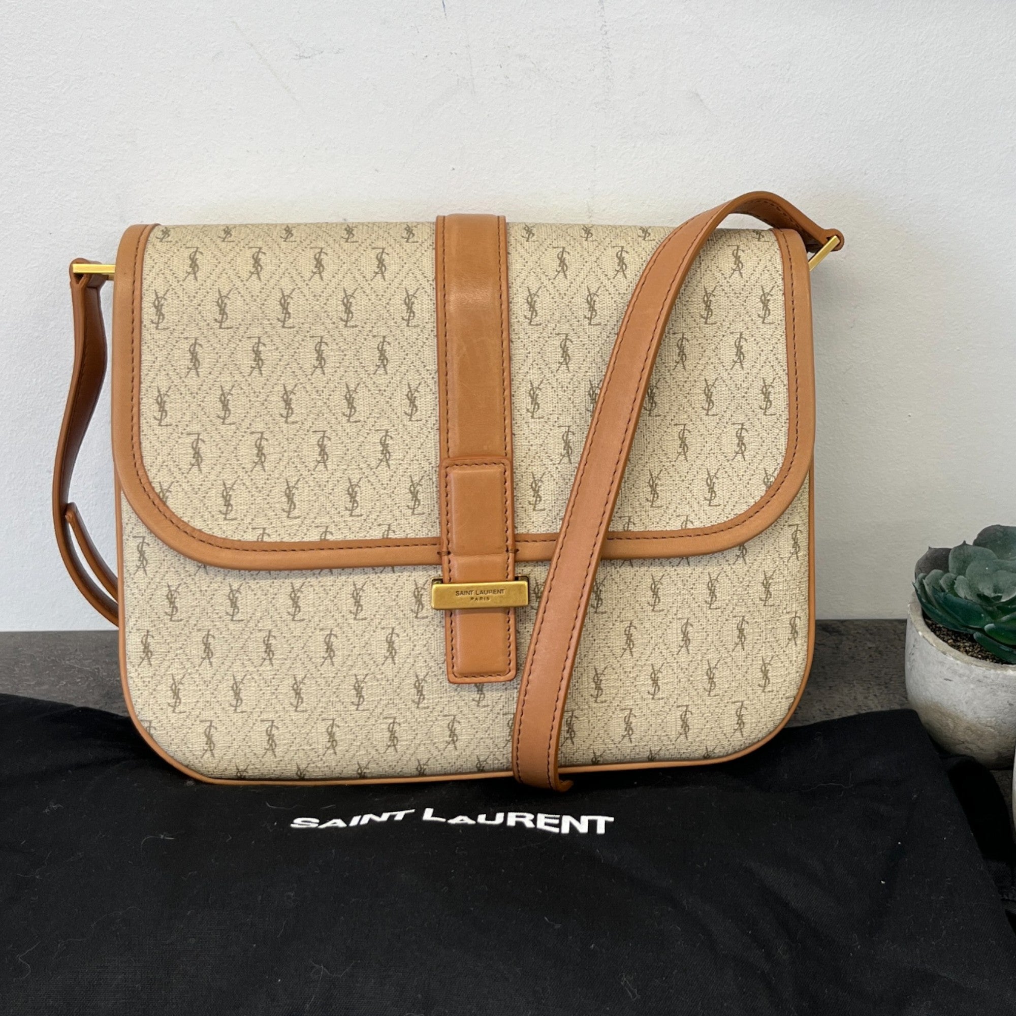 Women's Monogram Satchel Bag Beige