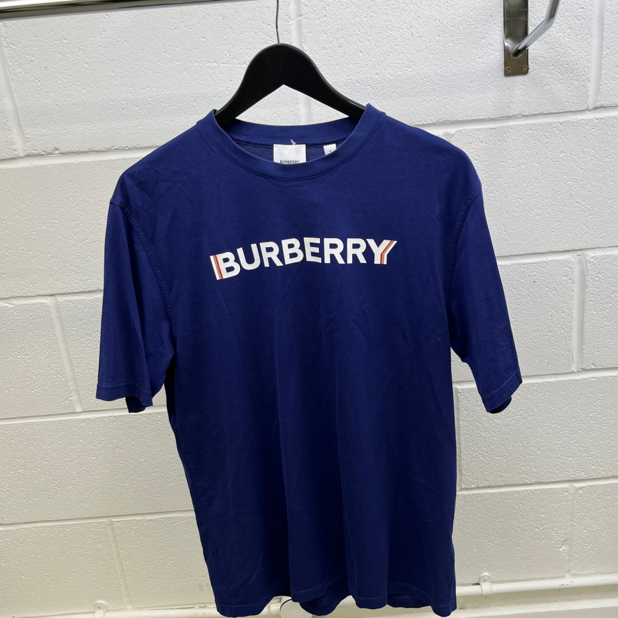 Men's Logo Print T-Shirt Blue Size S