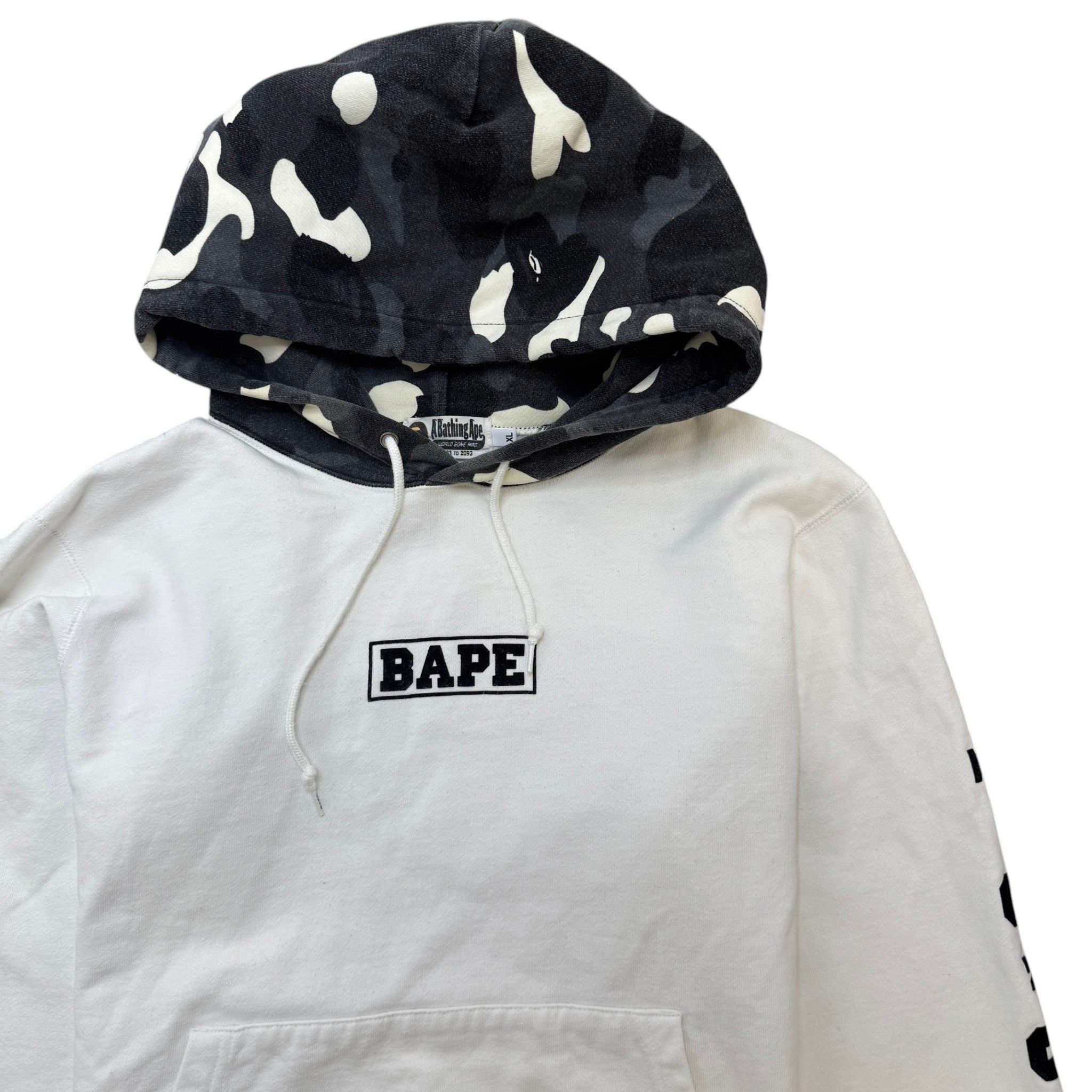 Men's Camo Print Hoodie White Size XL
