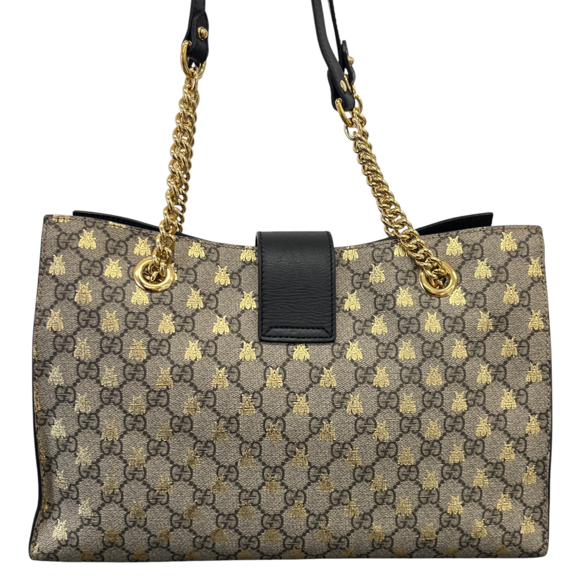 Women's Padlock Gg Supreme Bee Tote Bag Black