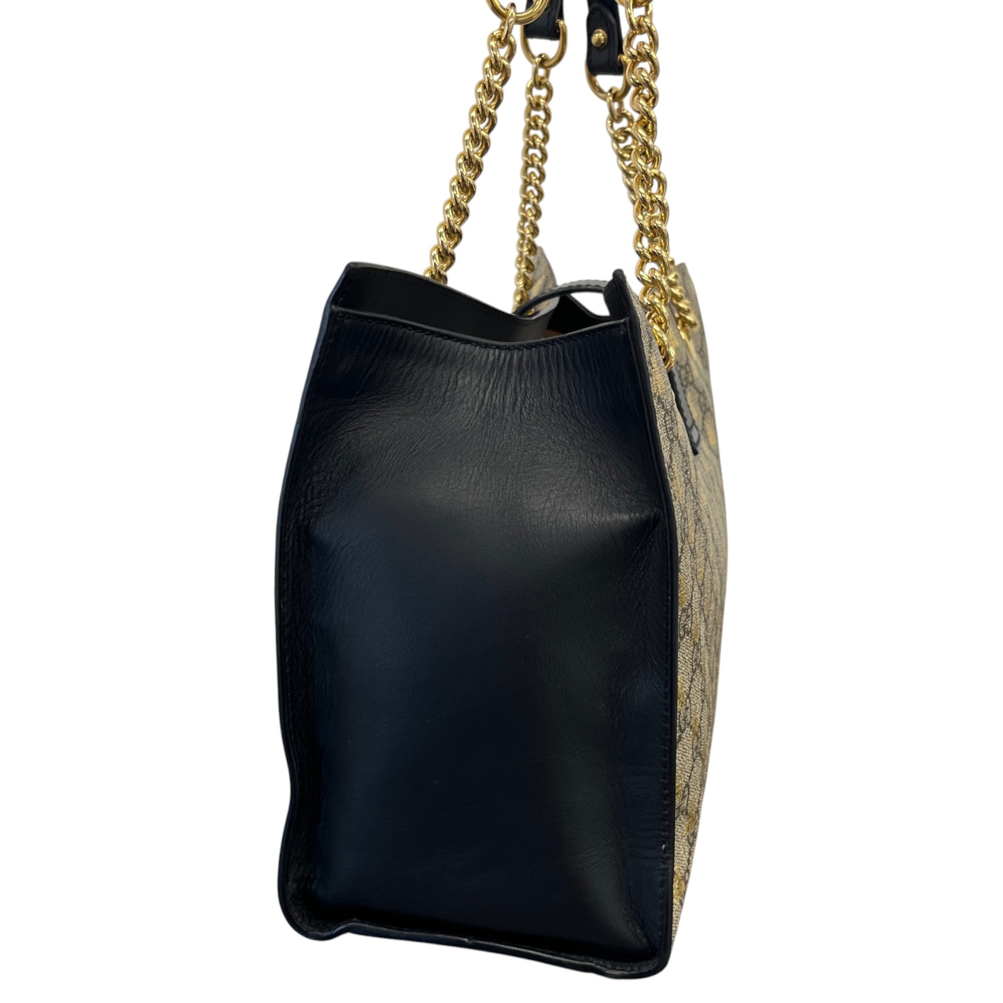 Women's Padlock Gg Supreme Bee Tote Bag Black