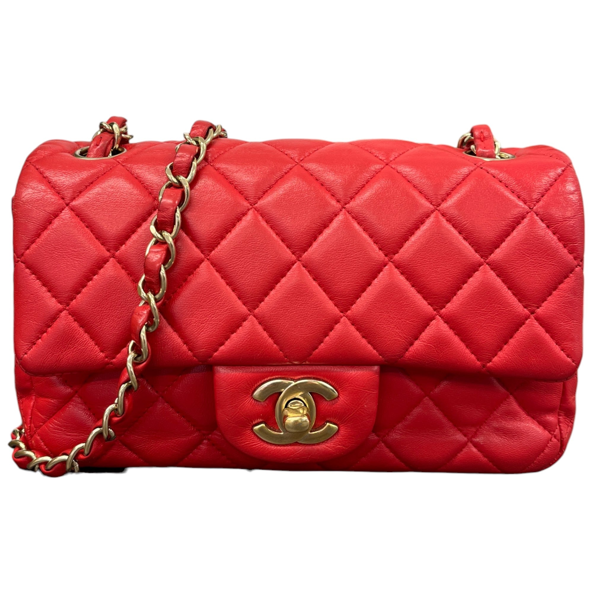 Women's Mini Classic Flap Lambskin Bag Red