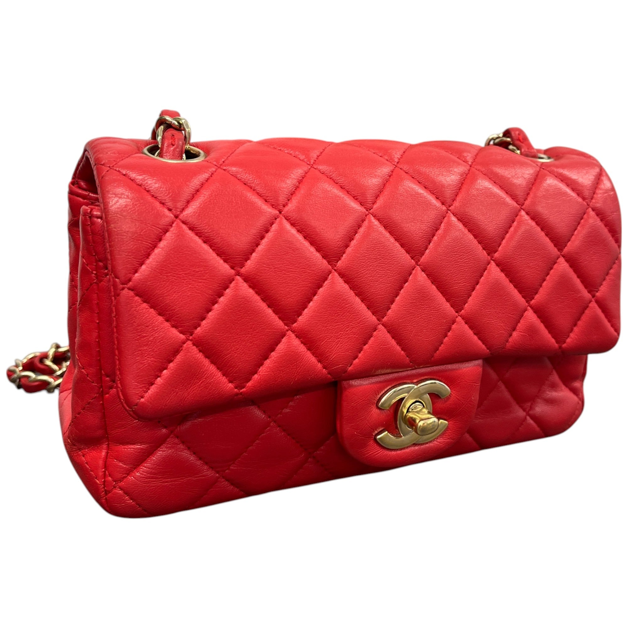 Women's Mini Classic Flap Lambskin Bag Red