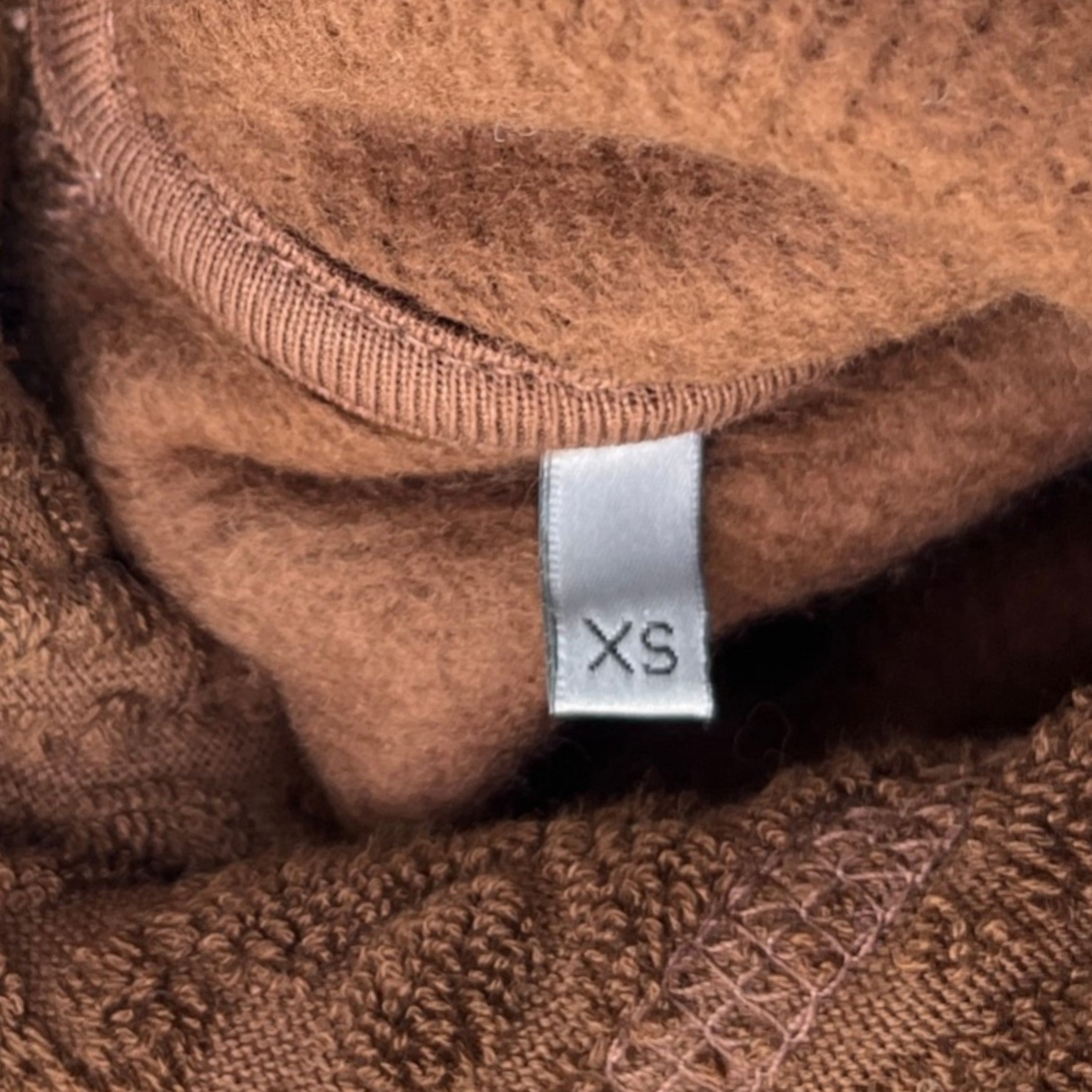 Men's Oblique Towelling Hoodie Brown Size XS