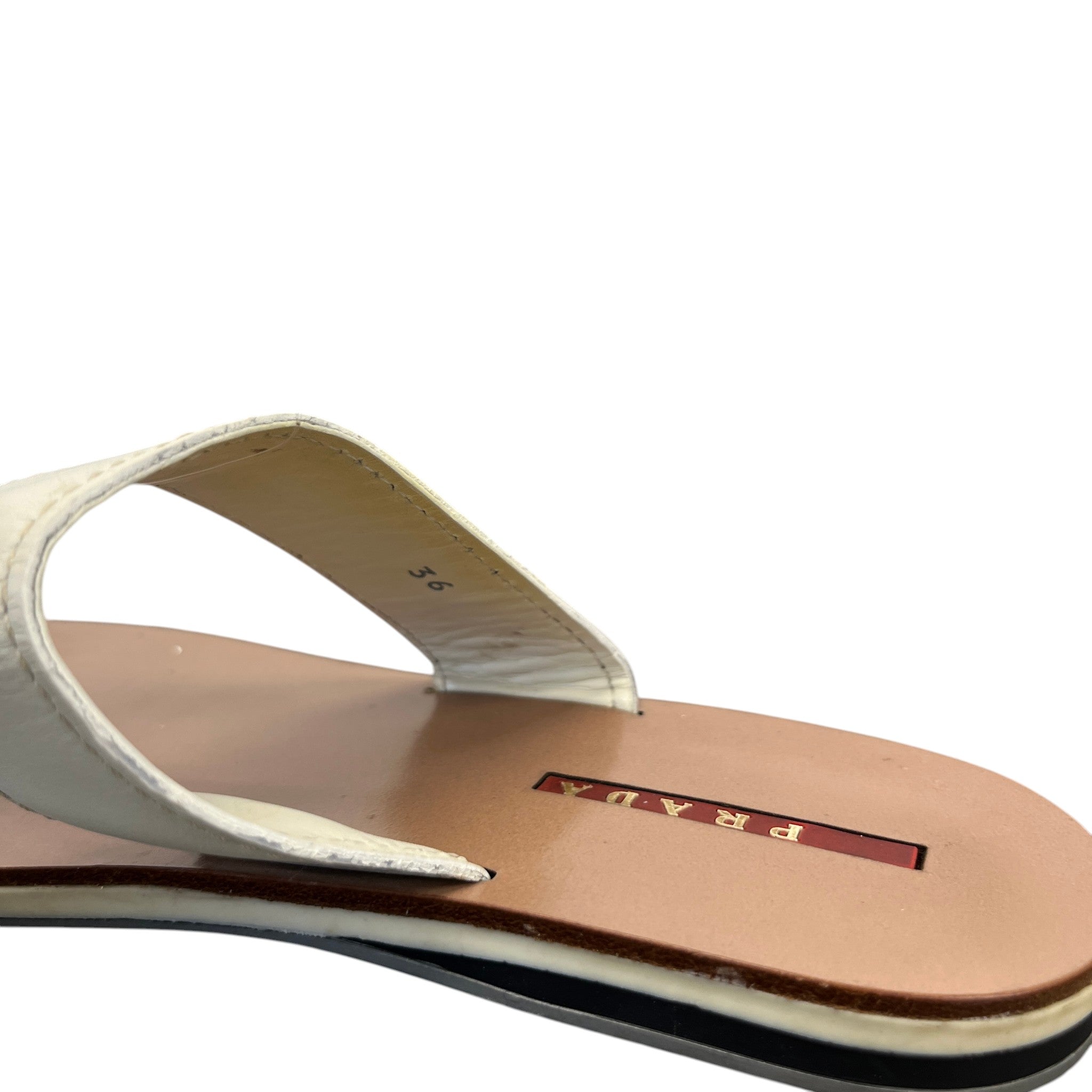 Women's Logo Embossed Sandals Cream Size EU 36 / UK 3