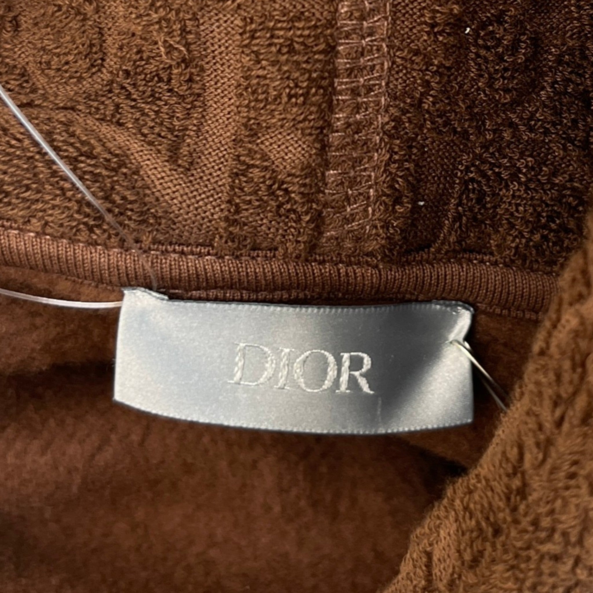 Men's Oblique Towelling Hoodie Brown Size XS