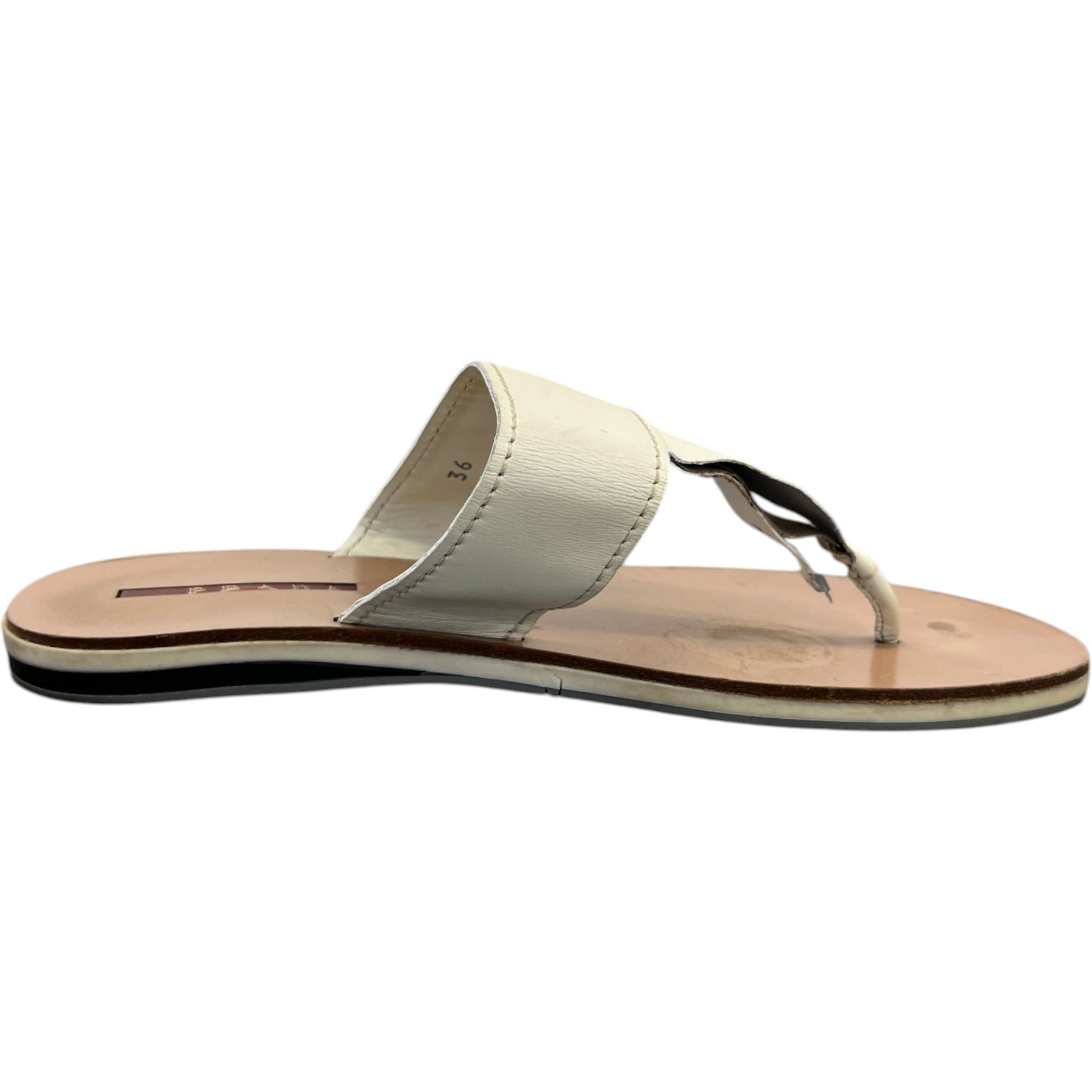 Women's Logo Embossed Sandals Cream Size EU 36 / UK 3