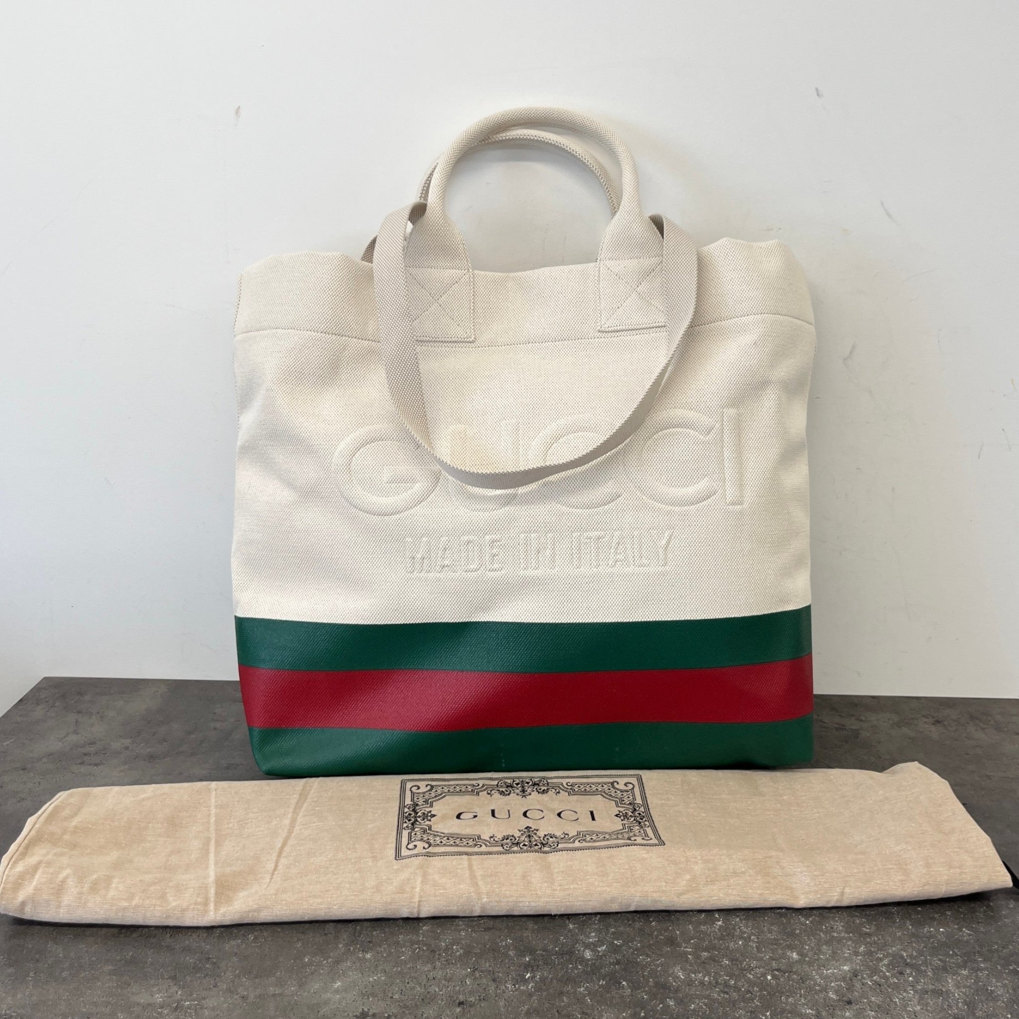 Women's Large Logo Web Stripe Bag Beige