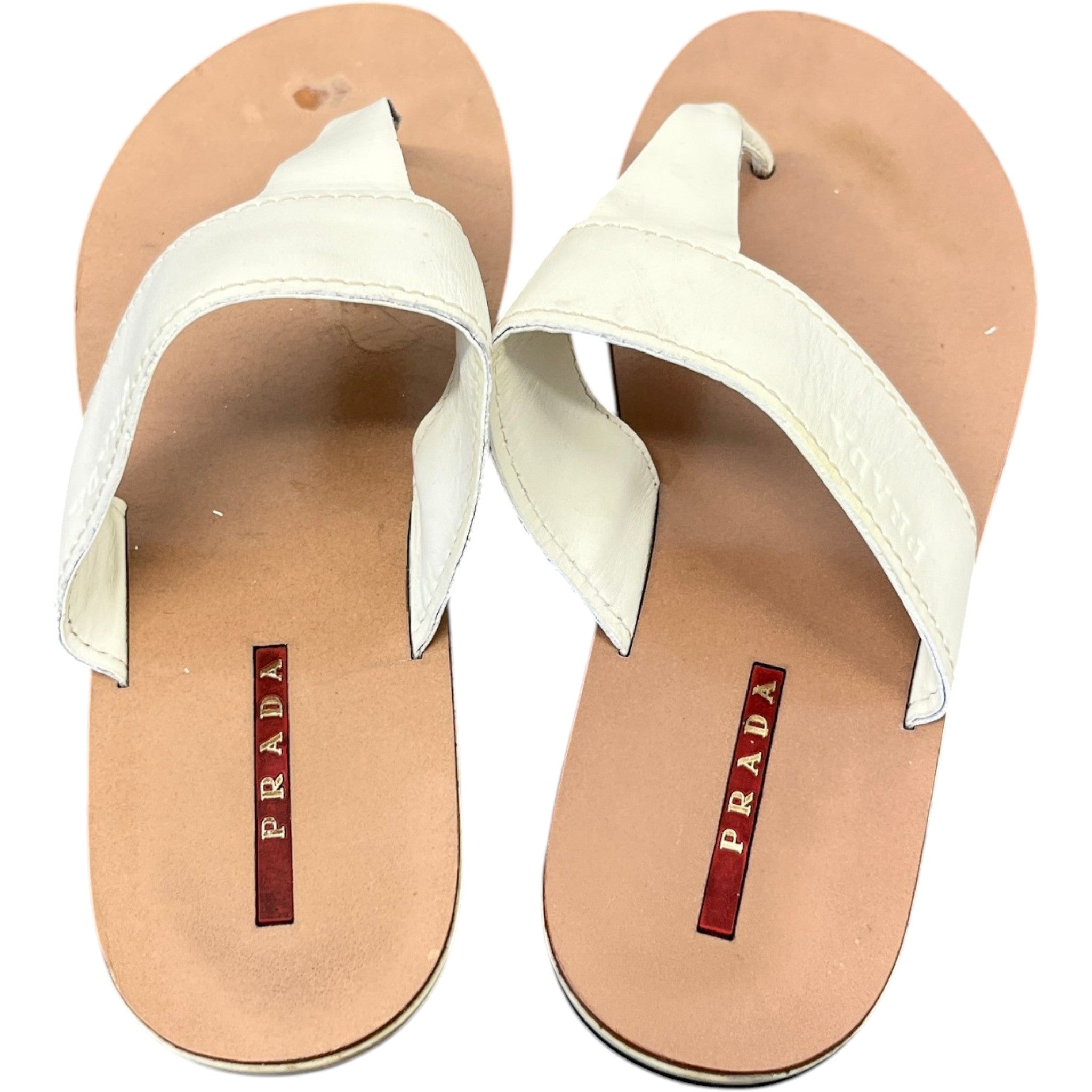 Women's Logo Embossed Sandals Cream Size EU 36 / UK 3