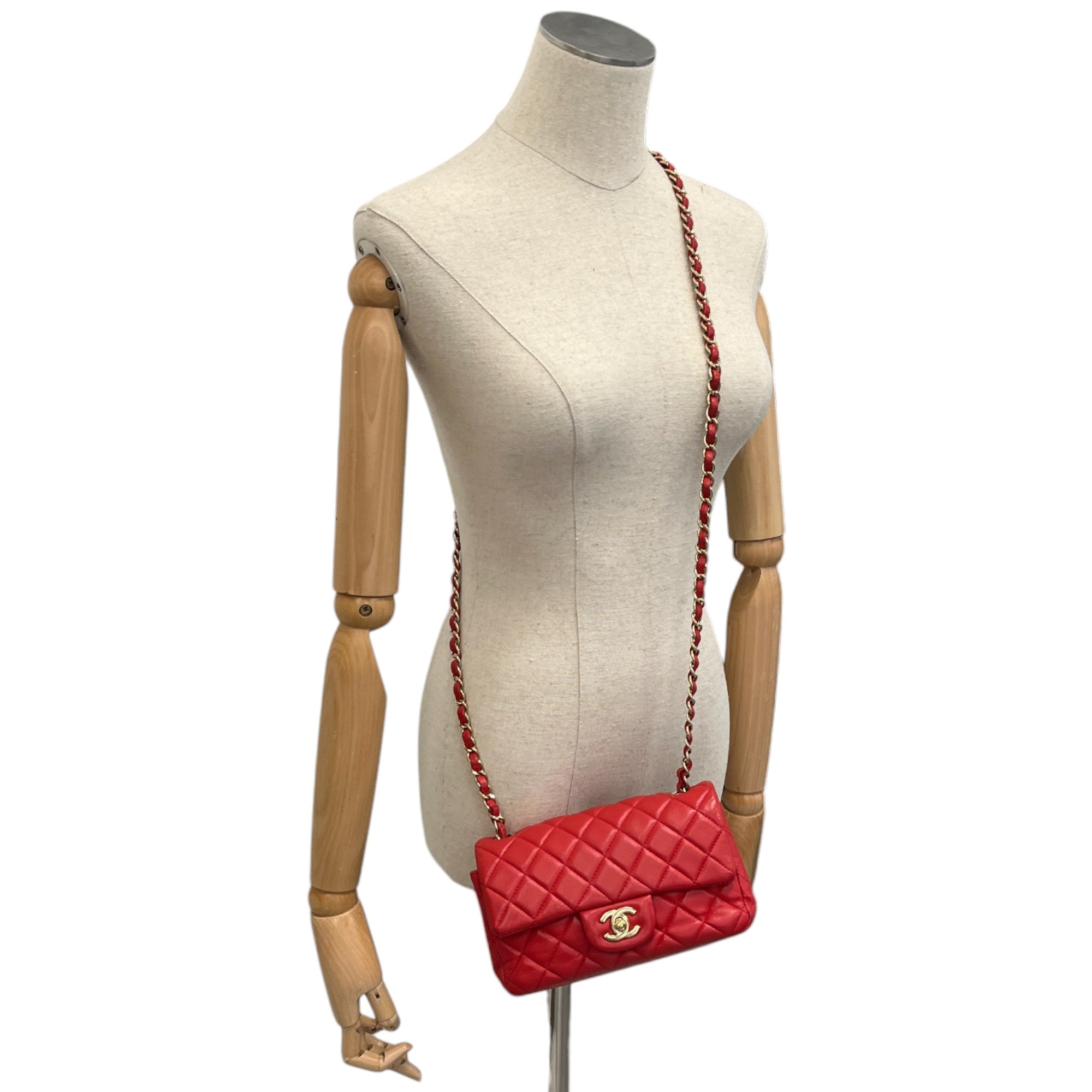 Women's Mini Classic Flap Lambskin Bag Red