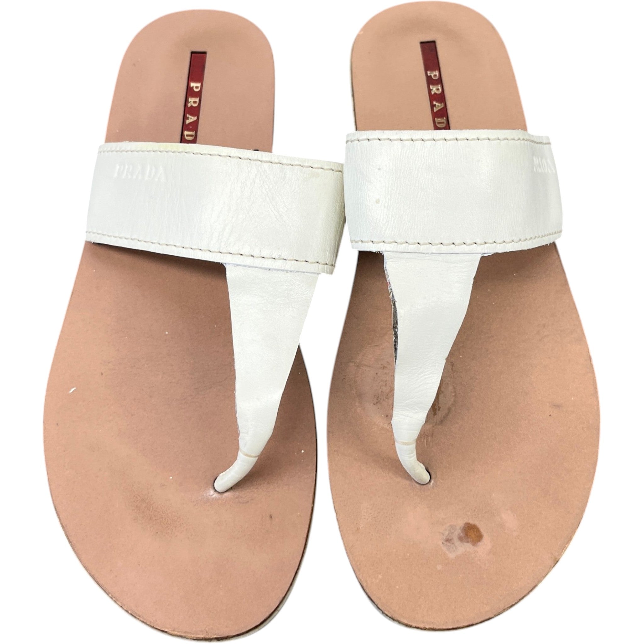 Women's Logo Embossed Sandals Cream Size EU 36 / UK 3