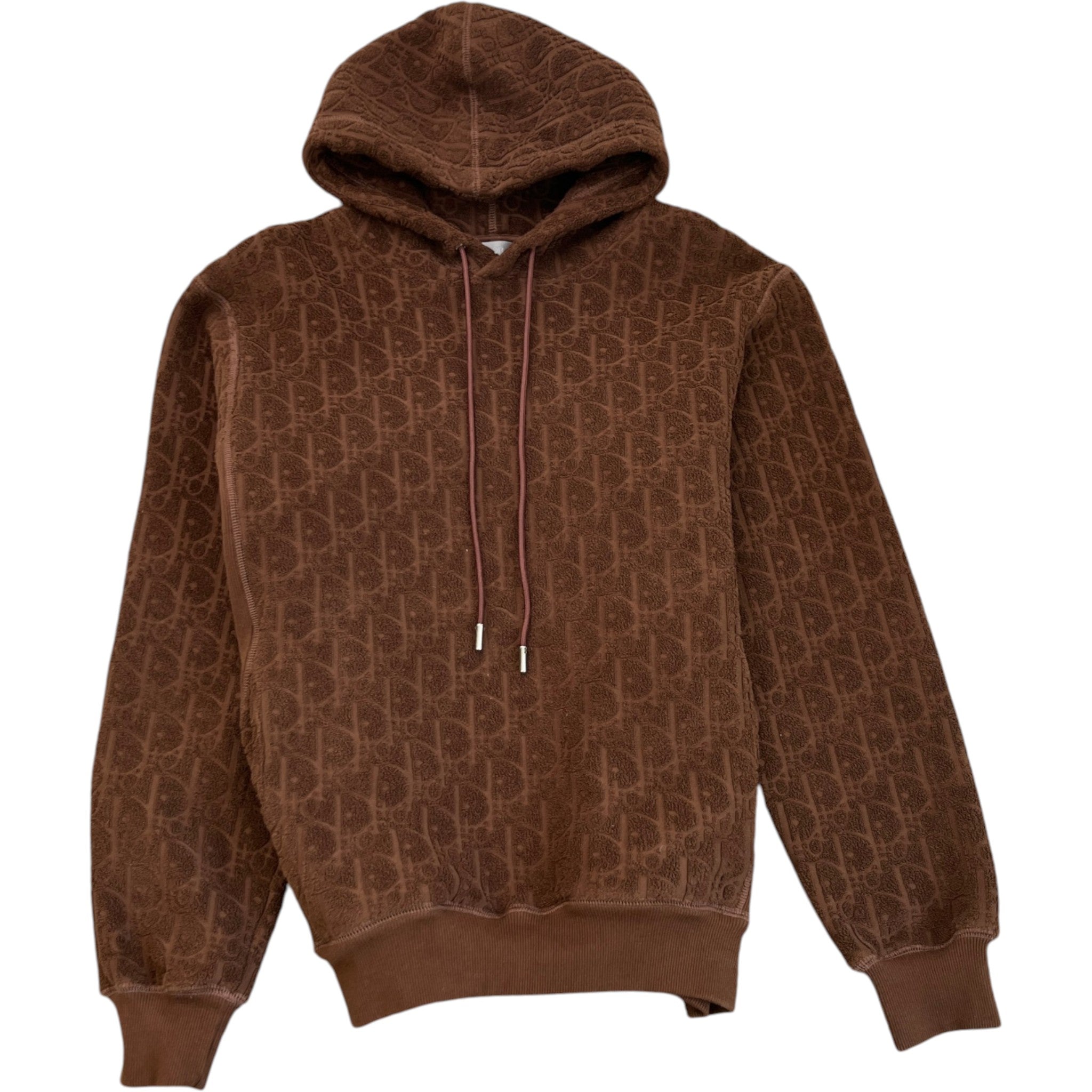 Men's Oblique Towelling Hoodie Brown Size XS