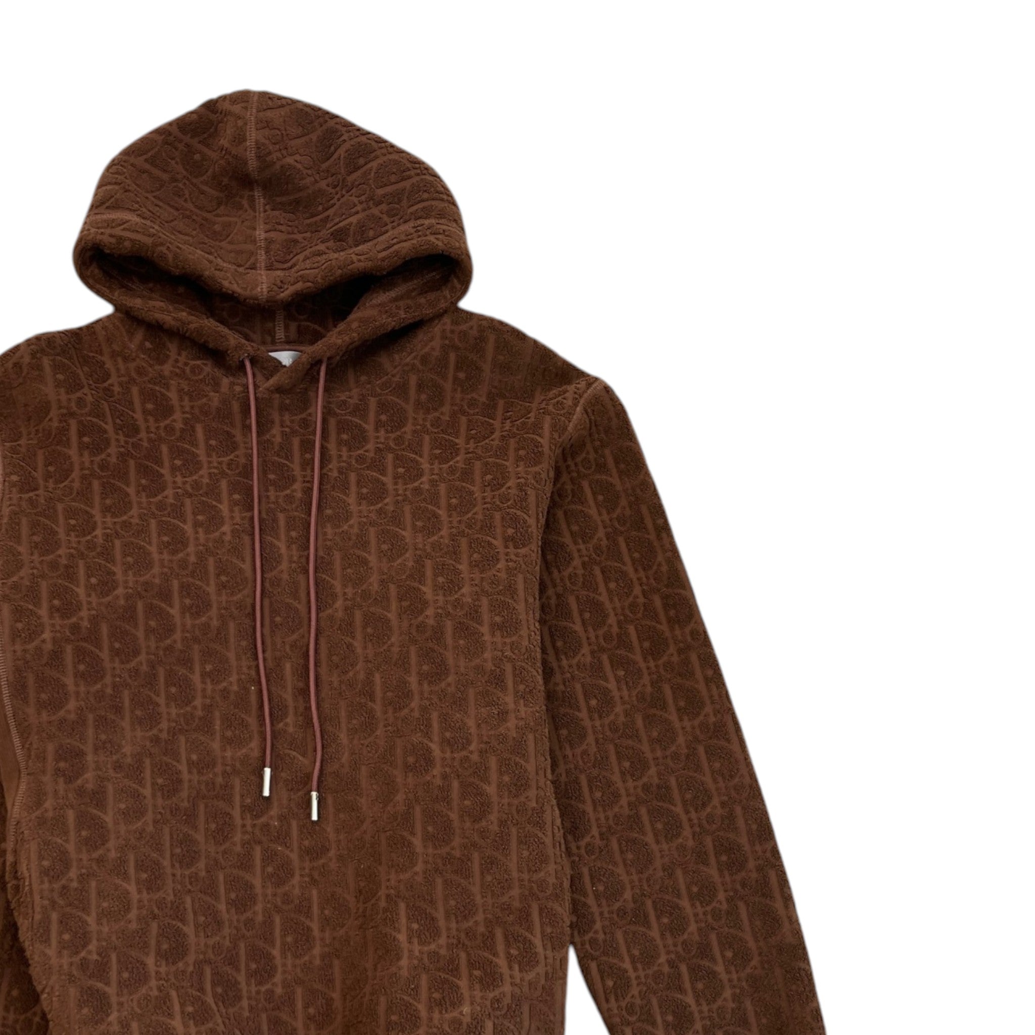 Men's Oblique Towelling Hoodie Brown Size XS