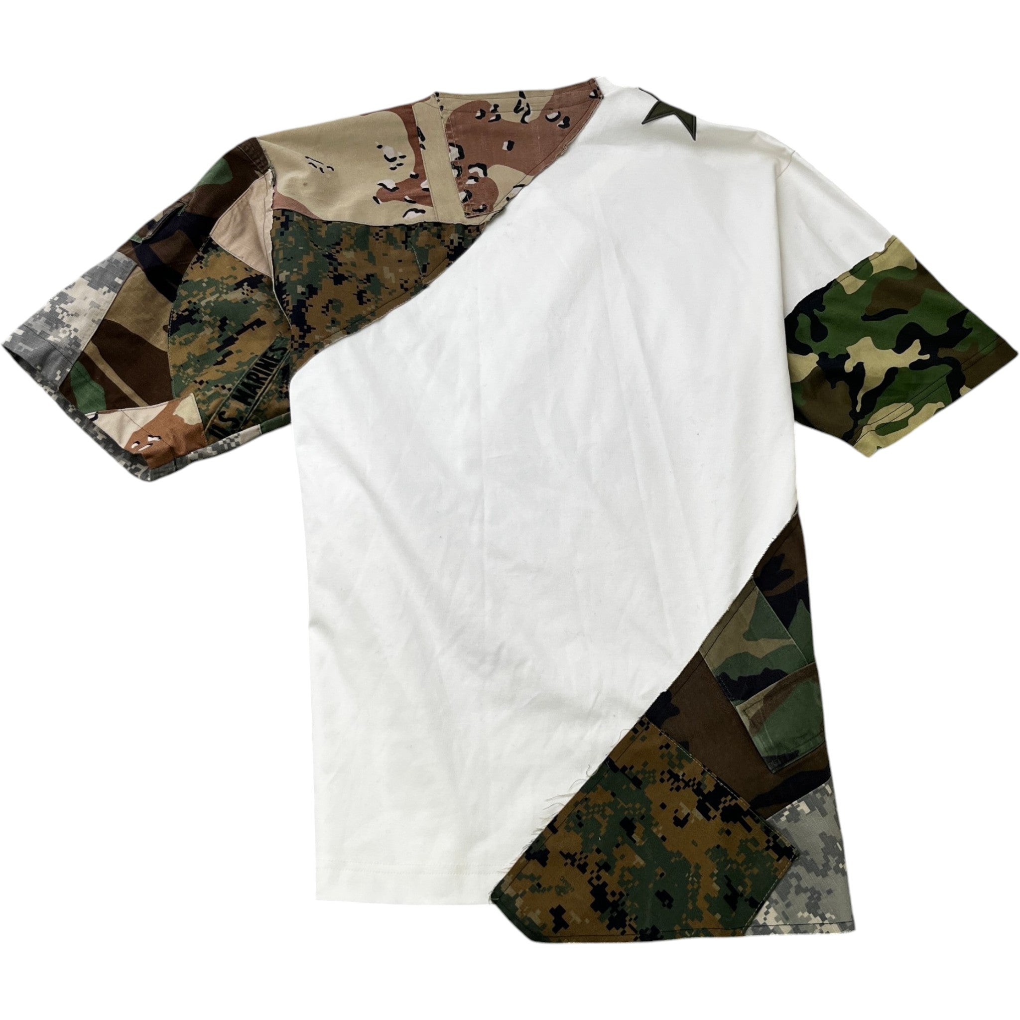 Men's Camouflage Star Patchwork T-Shirt White Size L